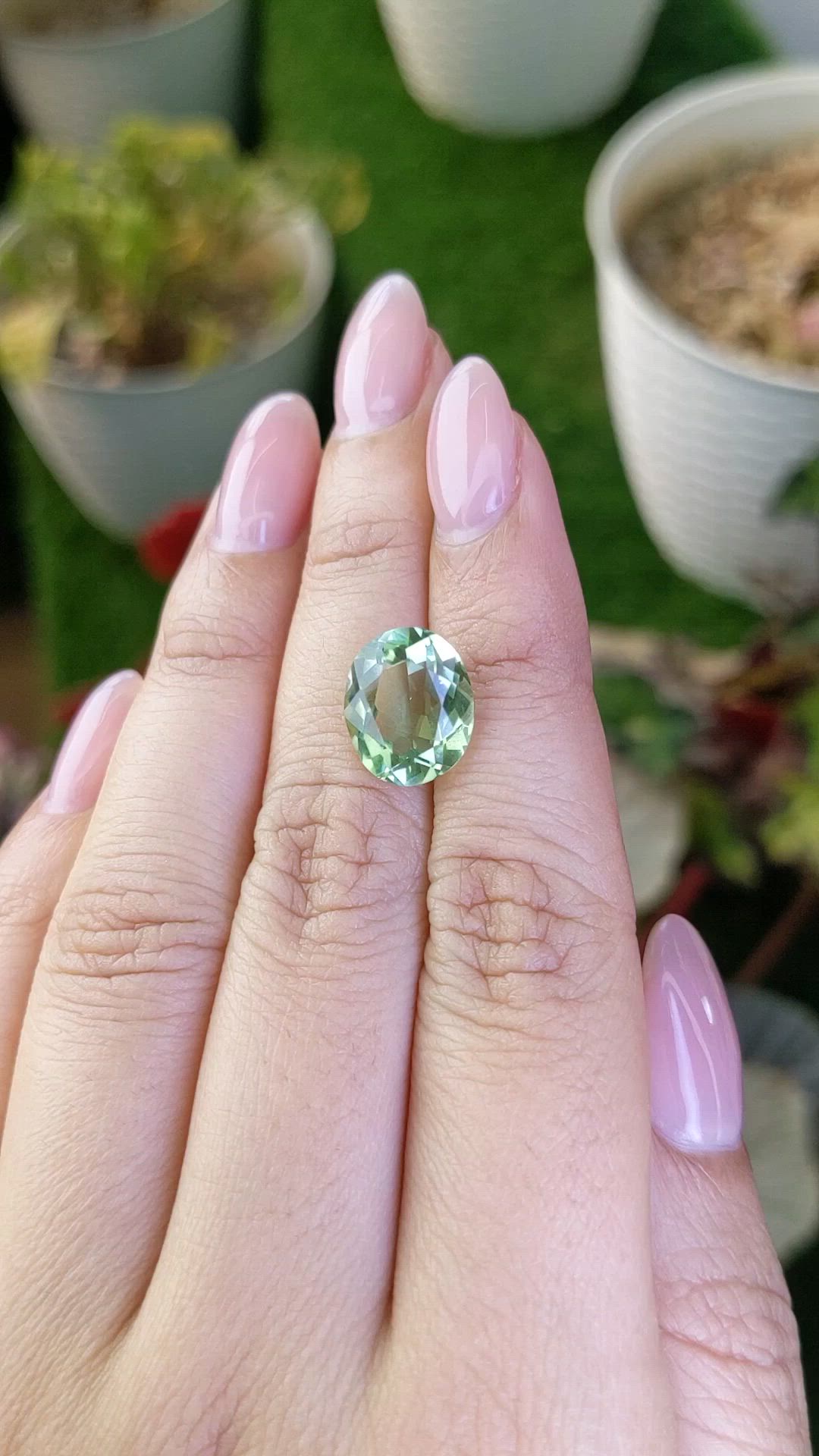 4.98 Ct. Green Prasiolite from Brazil Size Video
