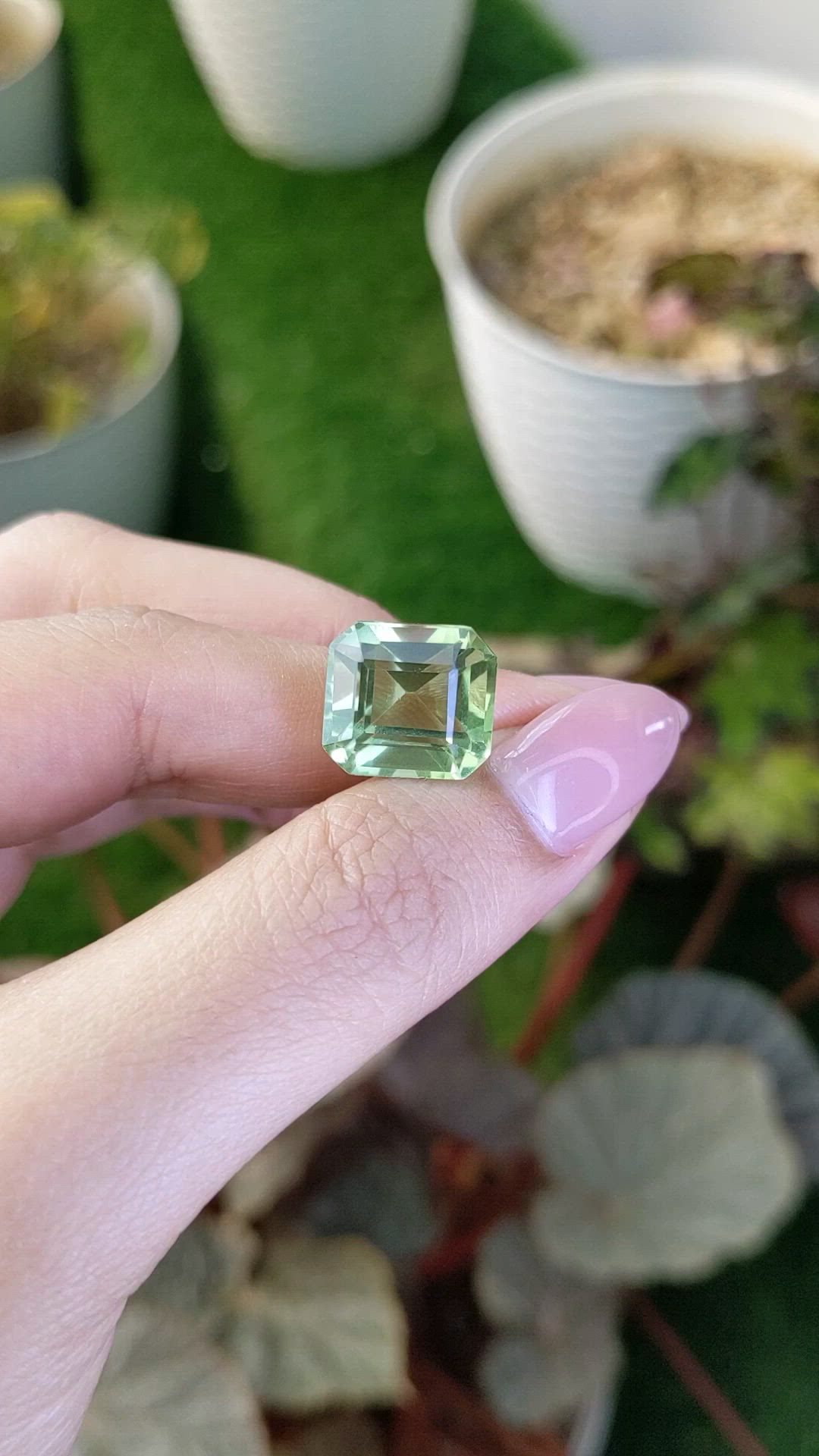 10.74 Ct. Yellowish Green Prasiolite from Brazil Size Video