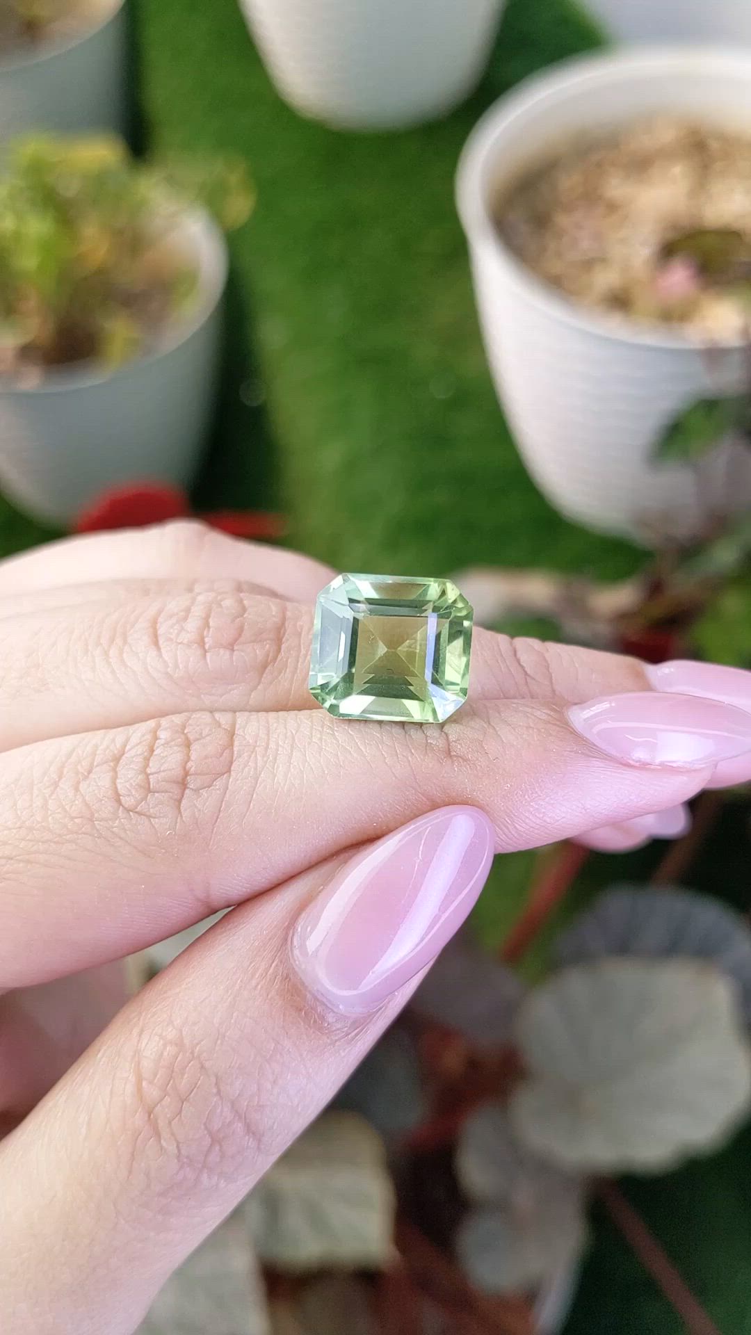 10.74 Ct. Yellowish Green Prasiolite from Brazil Size Video