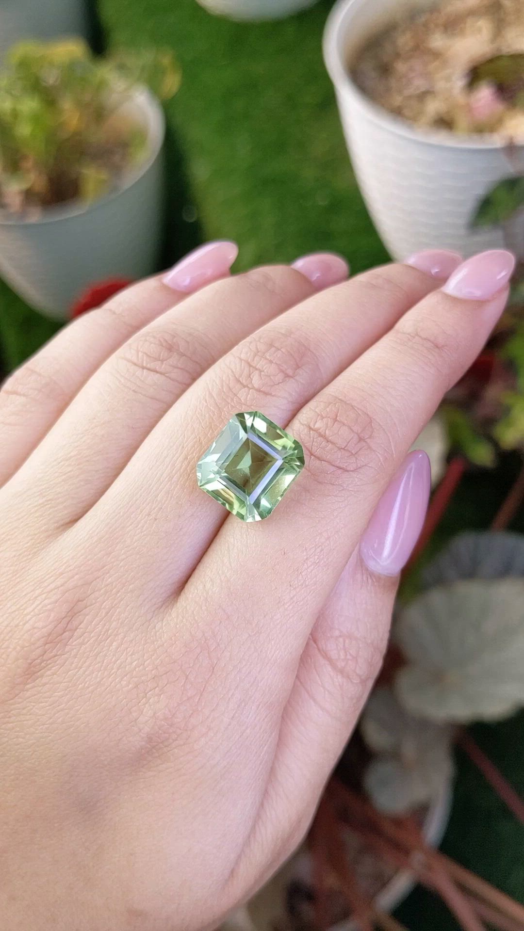 10.74 Ct. Yellowish Green Prasiolite from Brazil Size Video