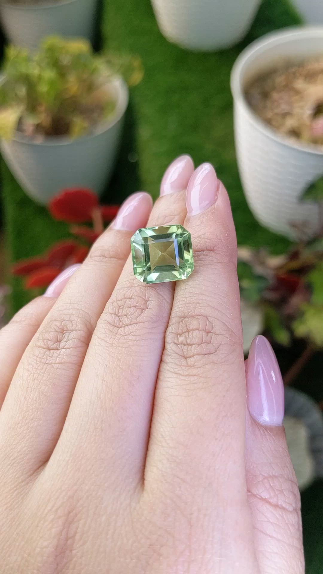 10.74 Ct. Yellowish Green Prasiolite from Brazil Size Video