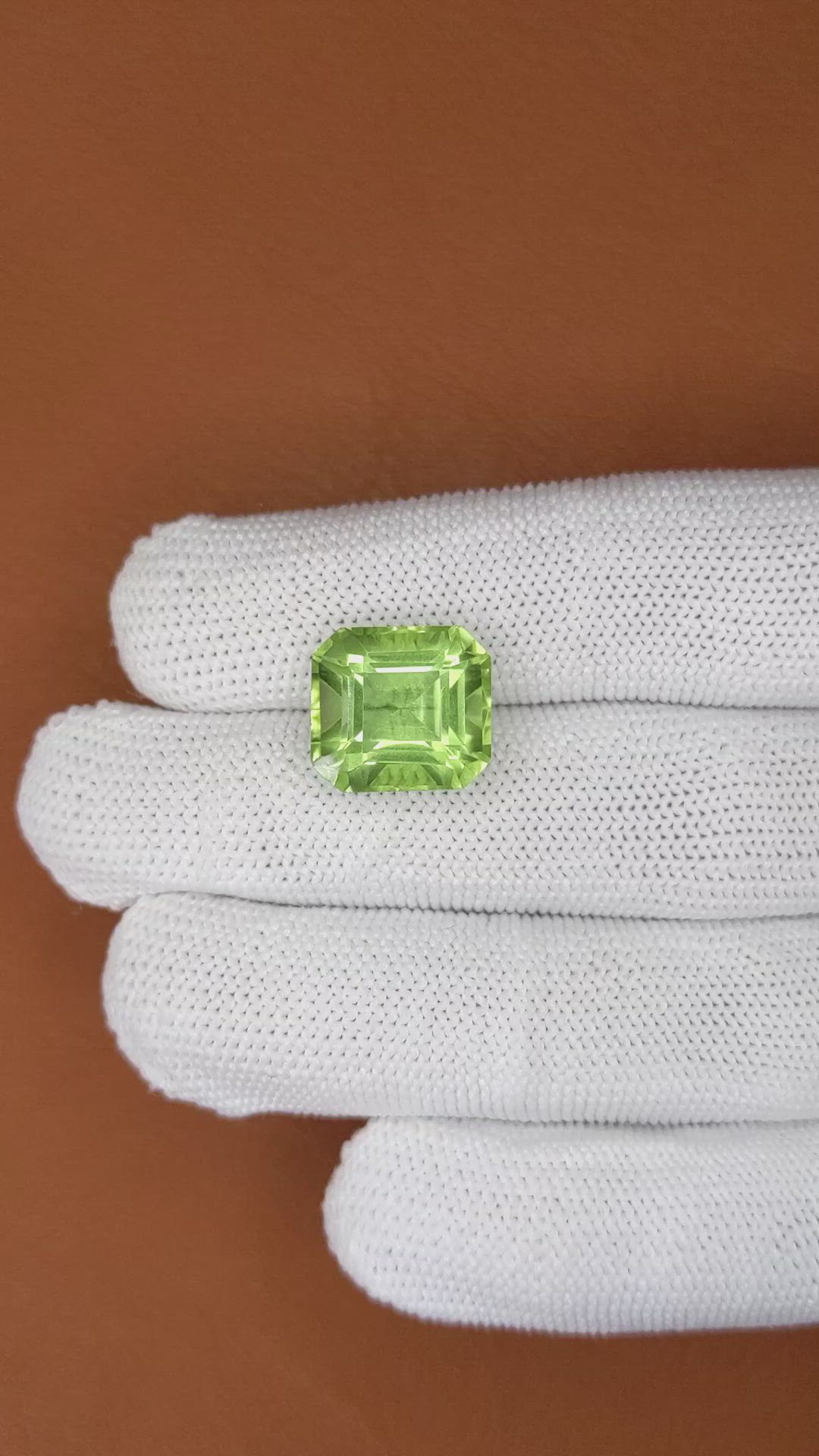10.74 Ct. Yellowish Green Prasiolite from Brazil Size Video