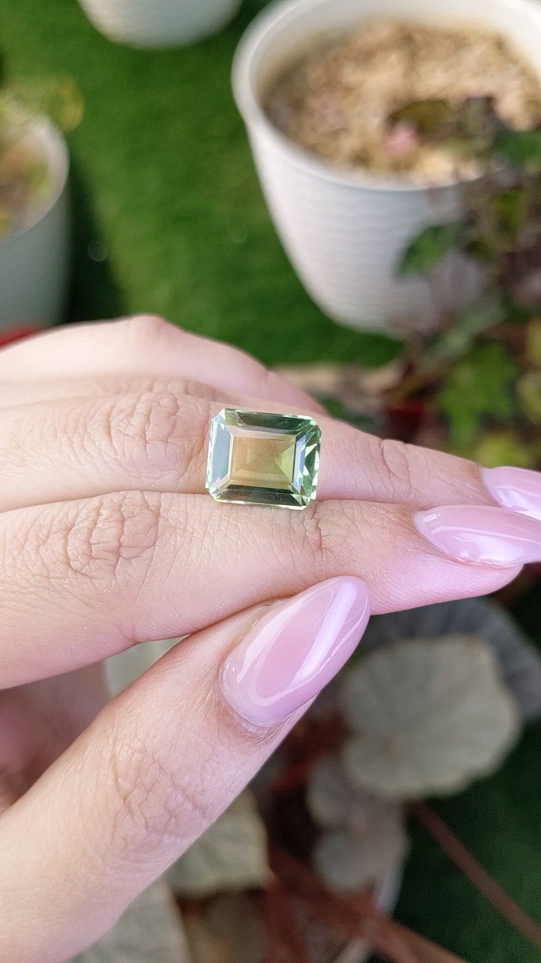 6.51 Ct. Yellowish Green Prasiolite from Brazil Size Video