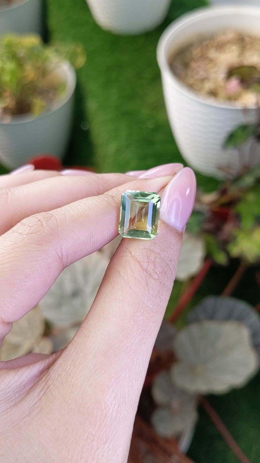 6.51 Ct. Yellowish Green Prasiolite from Brazil Size Video