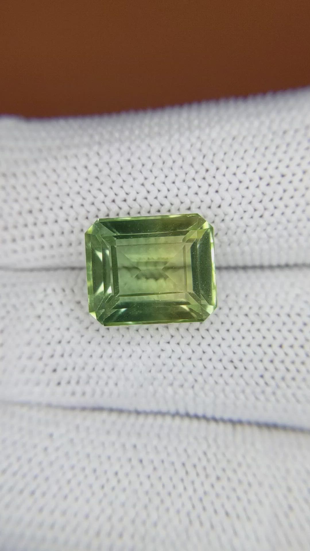 6.51 Ct. Yellowish Green Prasiolite from Brazil Size Video