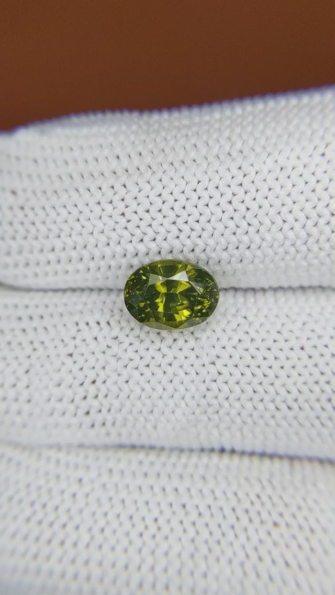2.78 Ct. Yellowish Green Zircon from Ceylon (Sri Lanka) Size Video