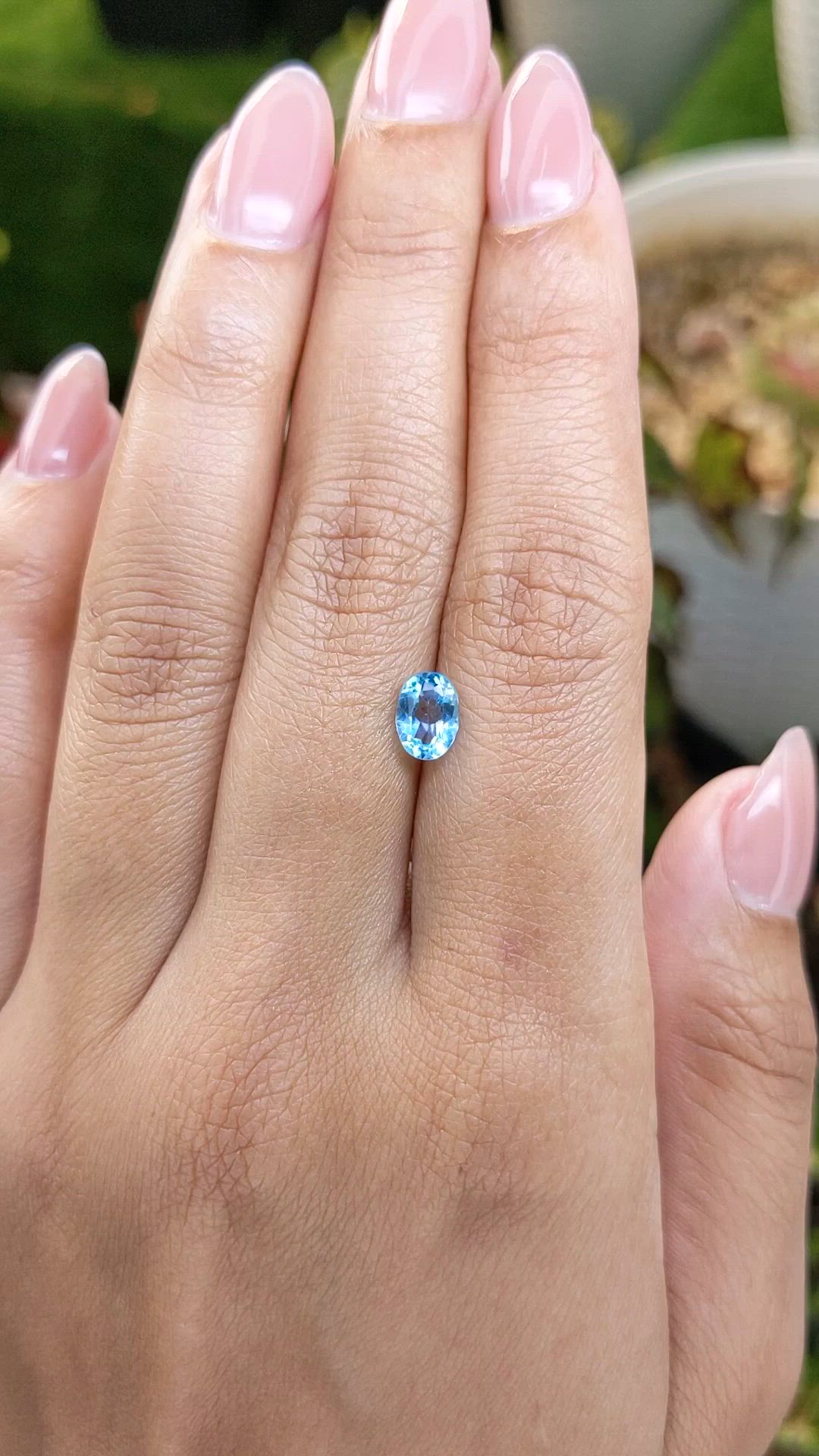 1.07 Ct. Blue Topaz from Brazil Size Video