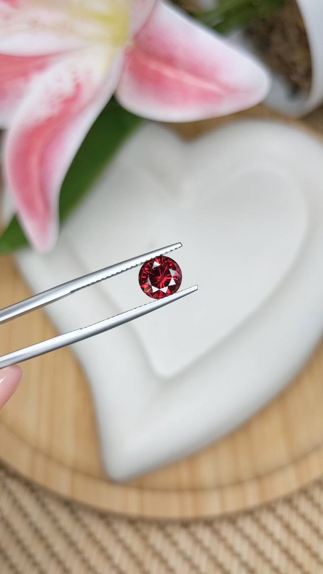 1.61 Ct. Red Garnet from Ceylon (Sri Lanka) Size Video