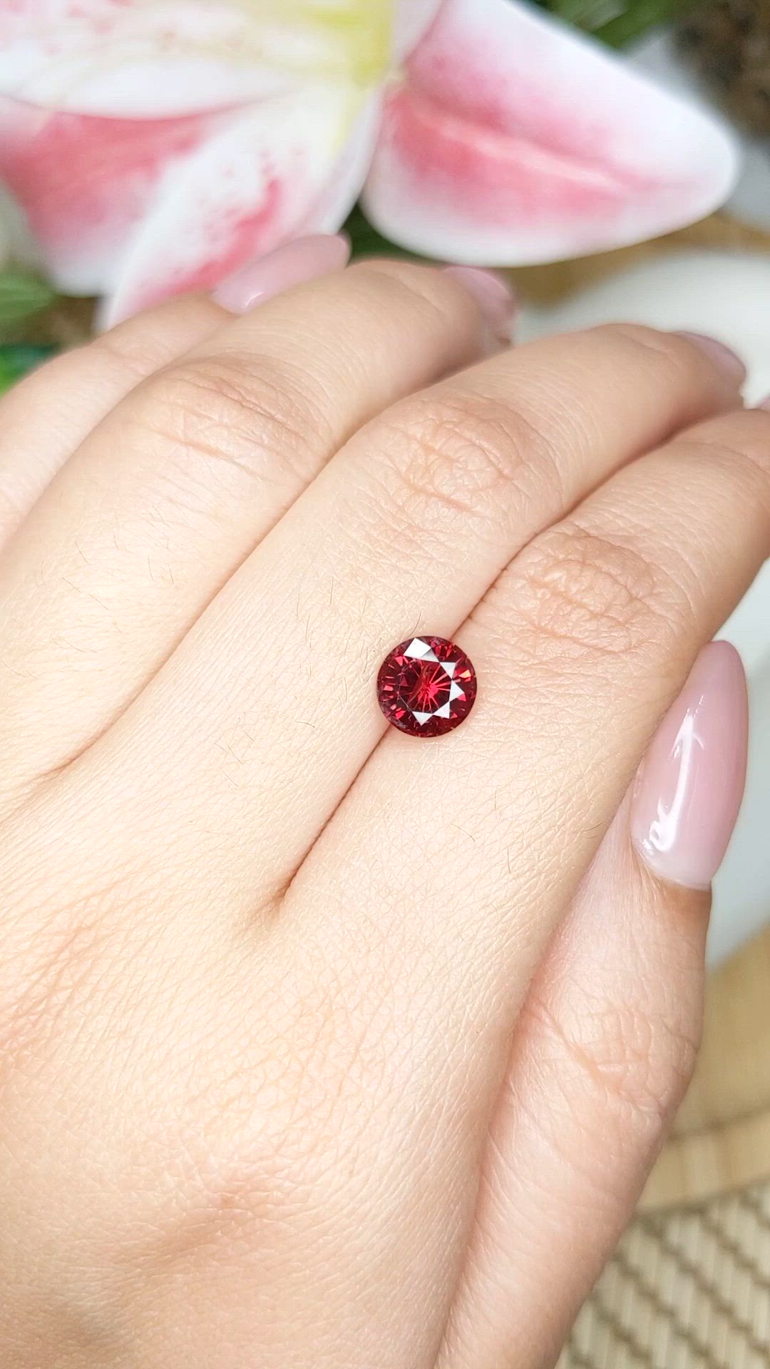 1.61 Ct. Red Garnet from Ceylon (Sri Lanka) Size Video