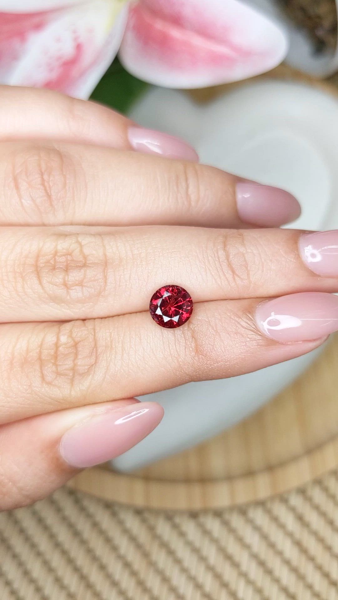 1.61 Ct. Red Garnet from Ceylon (Sri Lanka) Size Video
