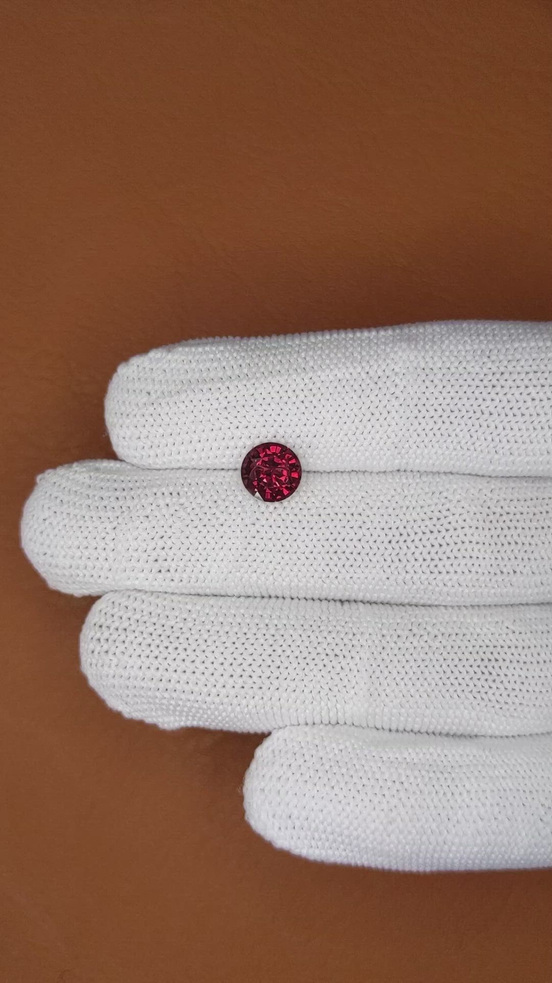 1.61 Ct. Red Garnet from Ceylon (Sri Lanka) Size Video