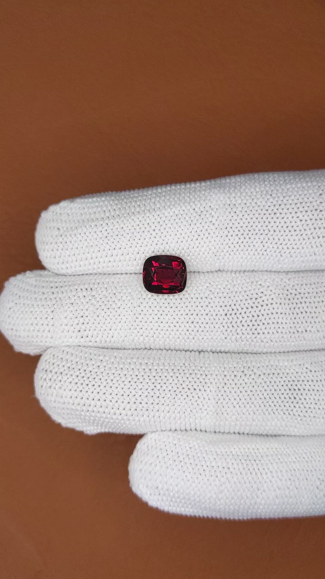 2.73 Ct. Red Garnet from Ceylon (Sri Lanka) Size Video