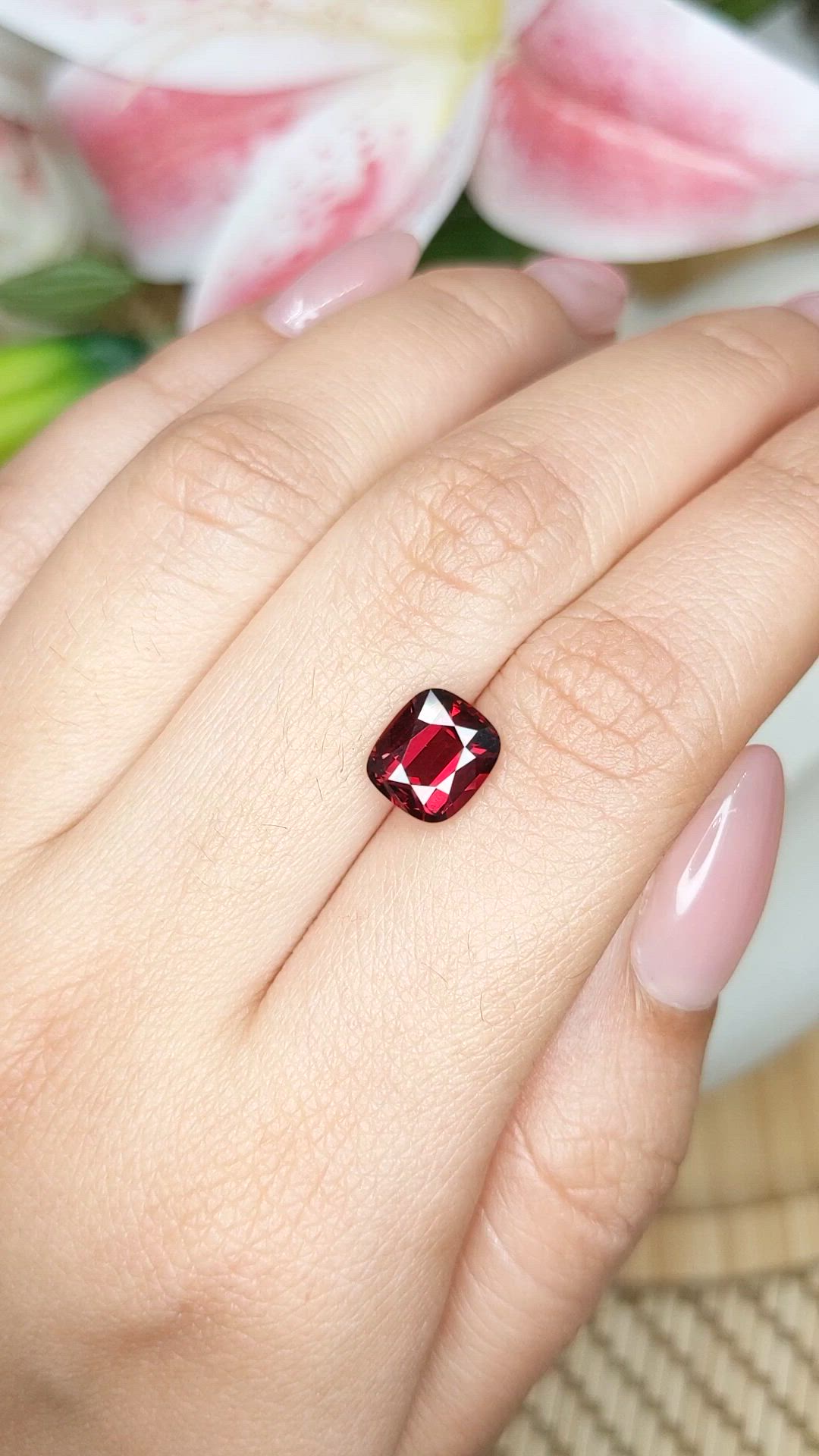 2.73 Ct. Red Garnet from Ceylon (Sri Lanka) Size Video