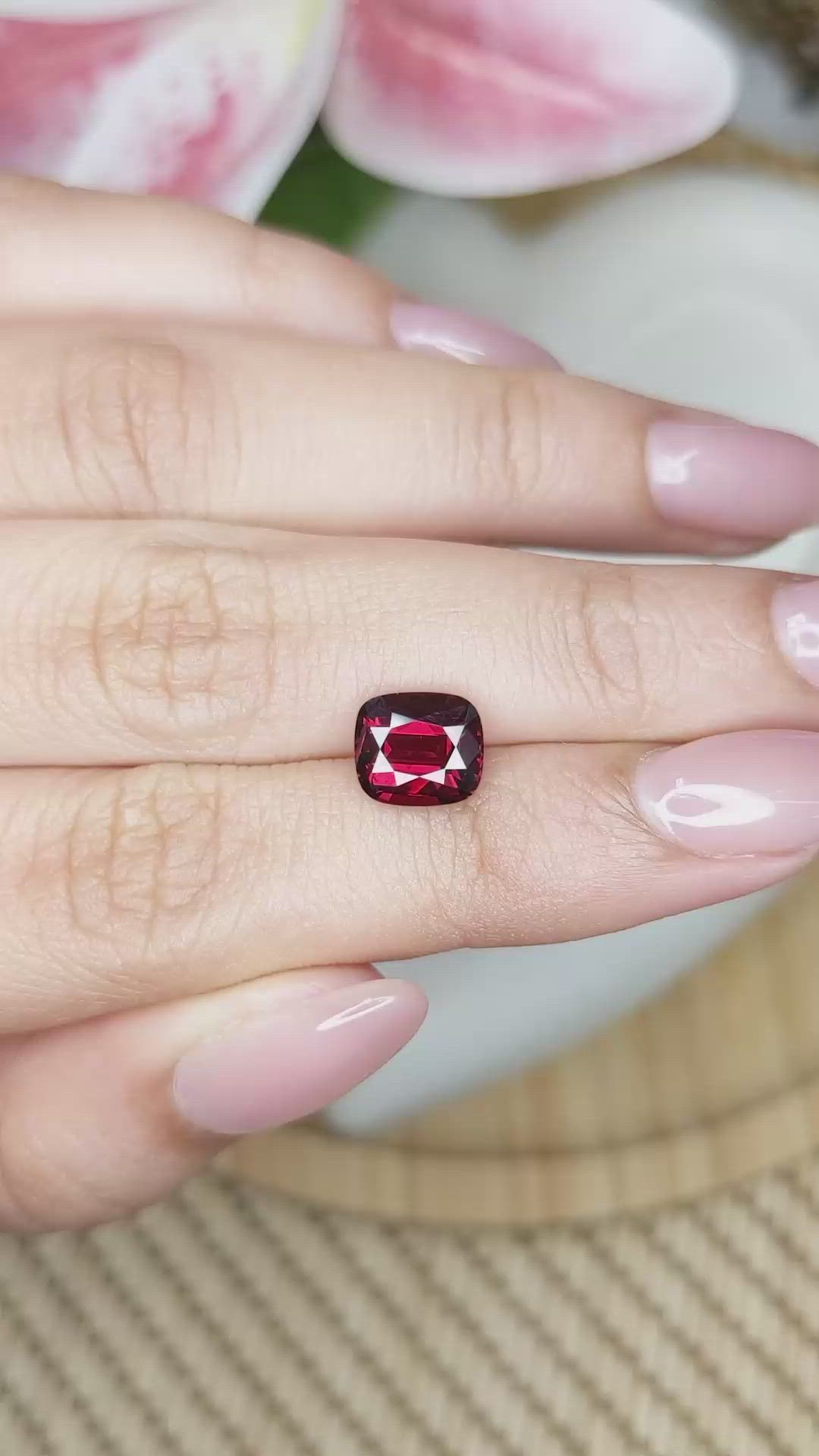 2.73 Ct. Red Garnet from Ceylon (Sri Lanka) Size Video