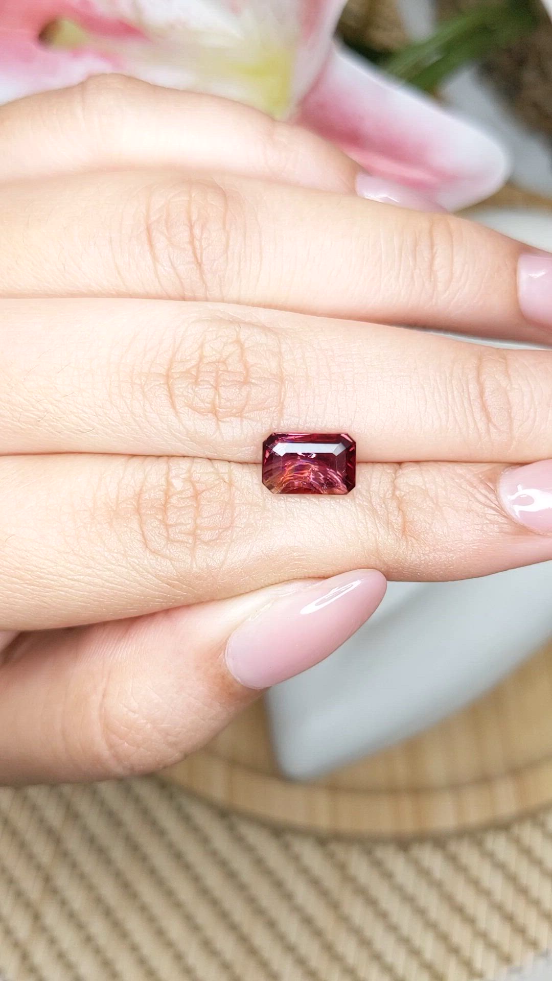 2.76 Ct. Red Garnet from Ceylon (Sri Lanka) Size Video