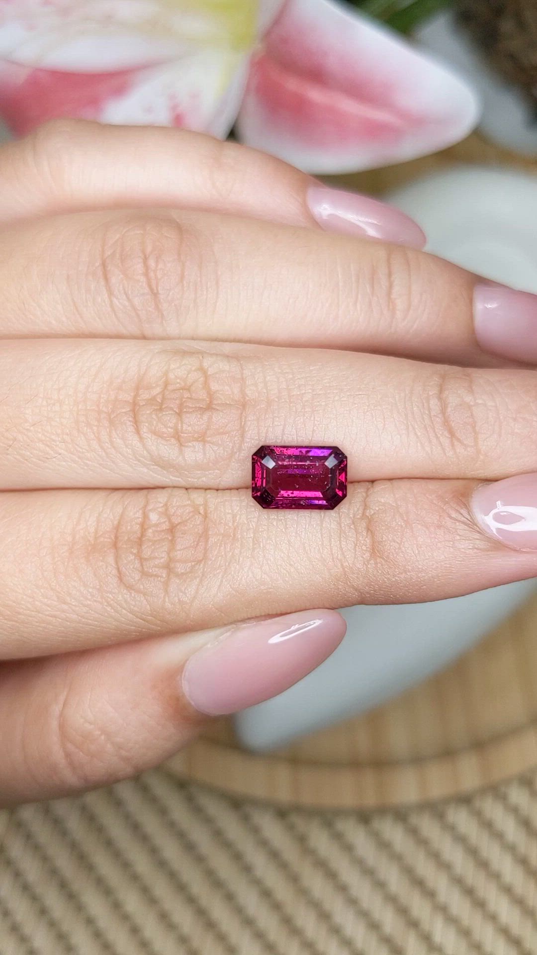 2.50 Ct. Pinkish Purple Rhodolite Garnet from Ceylon (Sri Lanka) Size Video