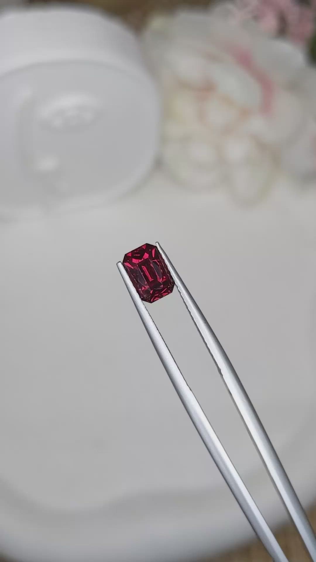 1.59 Ct. Purplish Red Rhodolite Garnet from Ceylon (Sri Lanka) Size Video