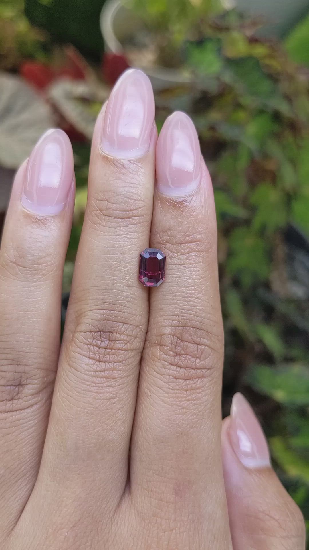 1.22 Ct. Purplish Red Rhodolite Garnet from Ceylon (Sri Lanka) Size Video