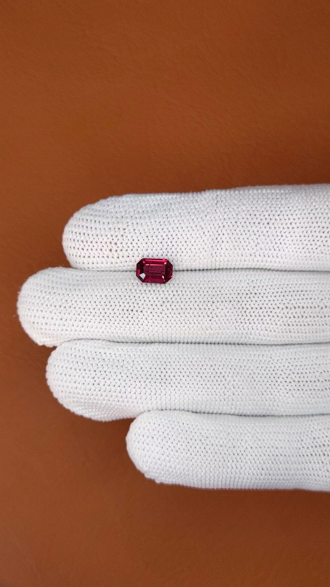 1.22 Ct. Purplish Red Rhodolite Garnet from Ceylon (Sri Lanka) Size Video
