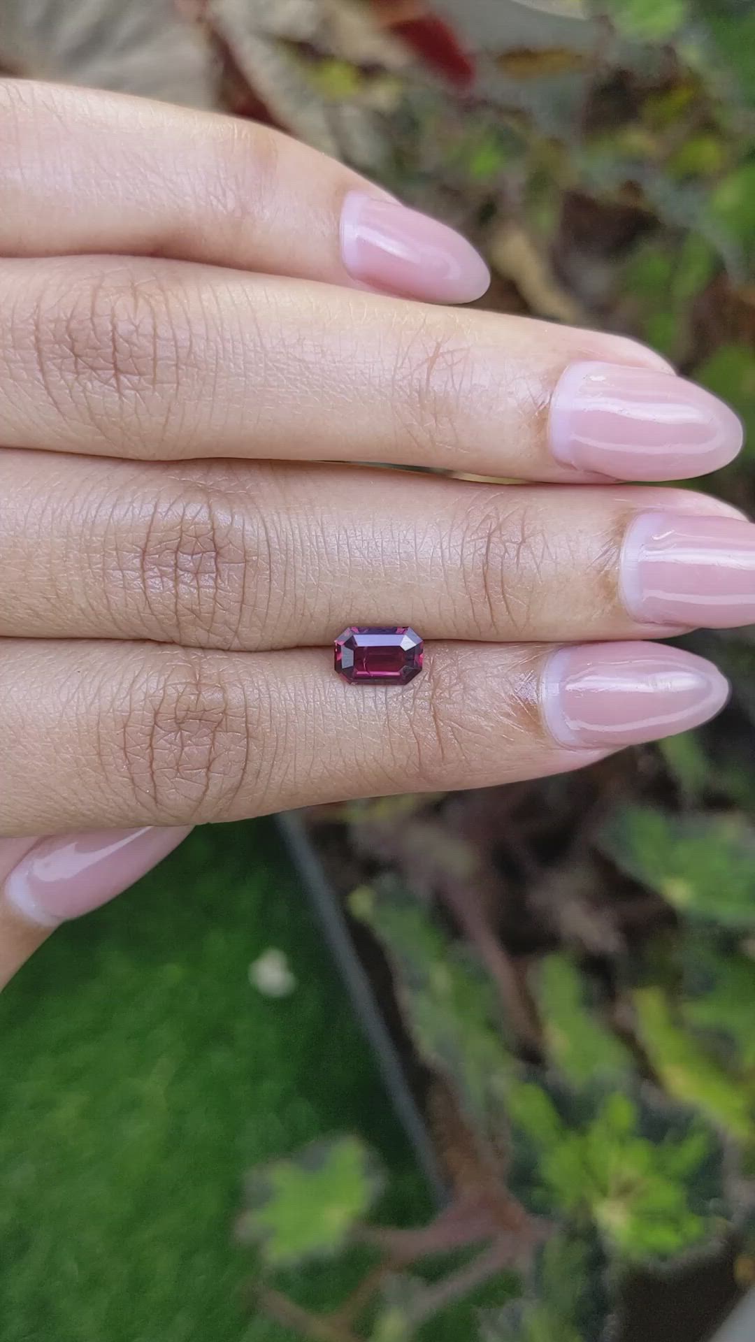 1.22 Ct. Purplish Red Rhodolite Garnet from Ceylon (Sri Lanka) Size Video