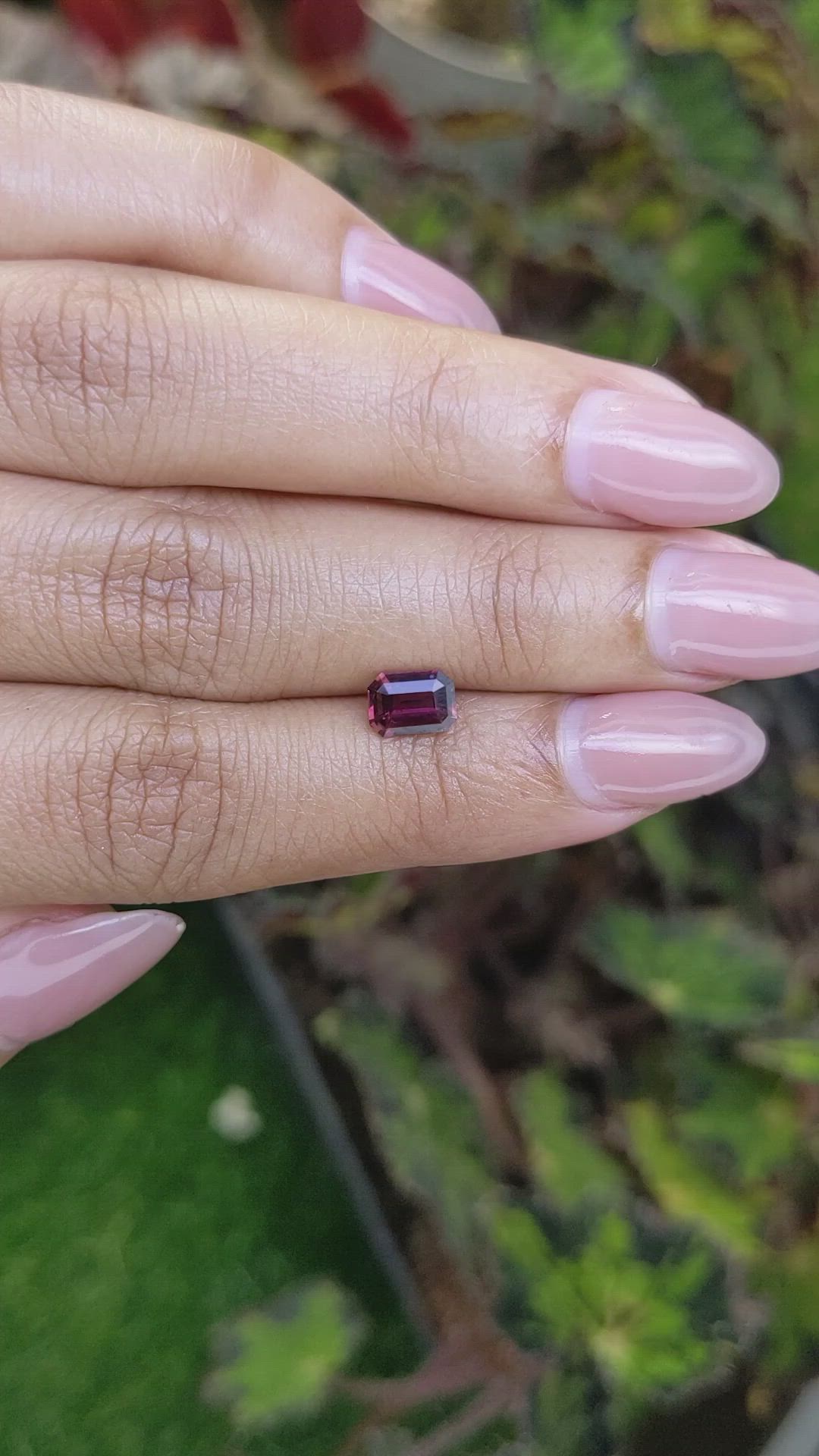 0.68 Ct. Purplish Red Rhodolite Garnet from Ceylon (Sri Lanka) Size Video