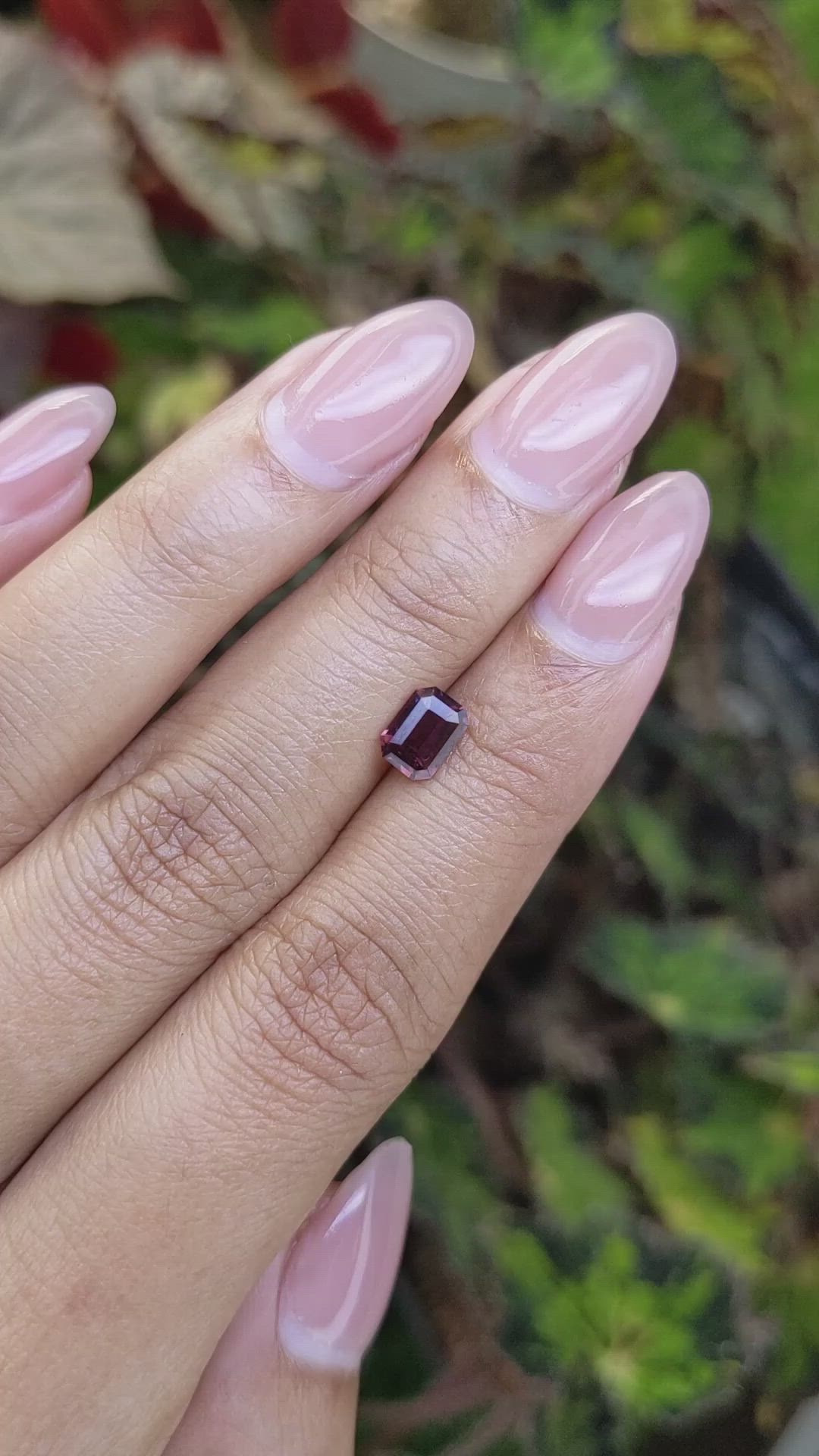 0.68 Ct. Purplish Red Rhodolite Garnet from Ceylon (Sri Lanka) Size Video
