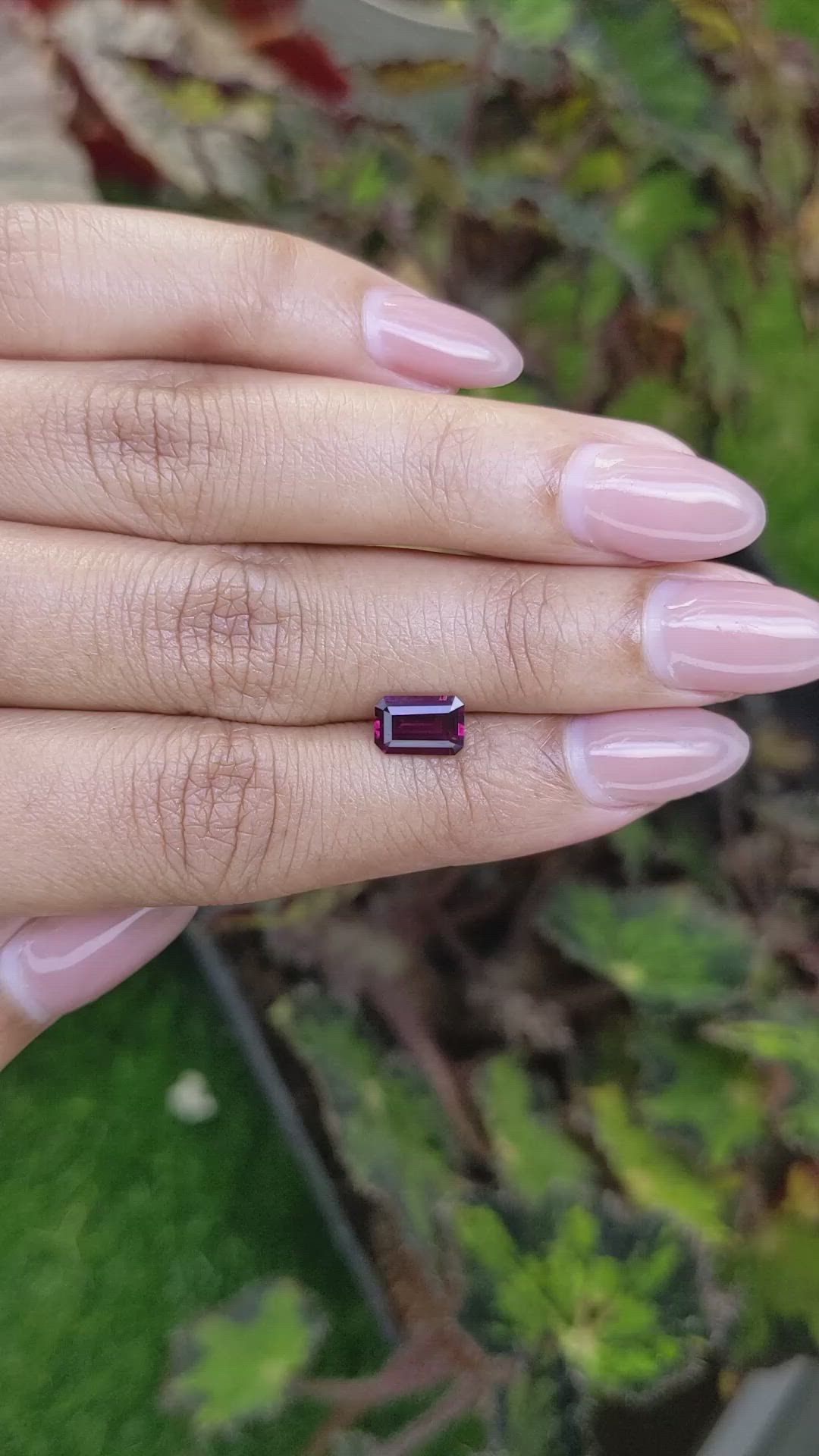 1.32 Ct. Purplish Red Rhodolite Garnet from Ceylon (Sri Lanka) Size Video