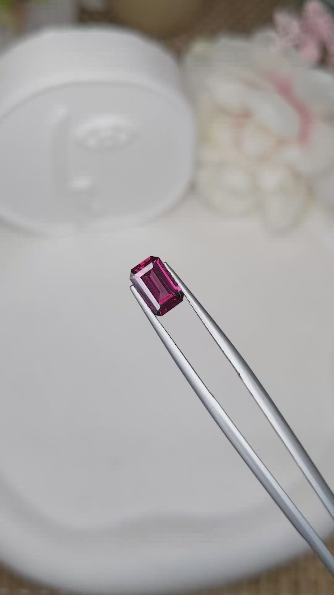 1.32 Ct. Purplish Red Rhodolite Garnet from Ceylon (Sri Lanka) Size Video