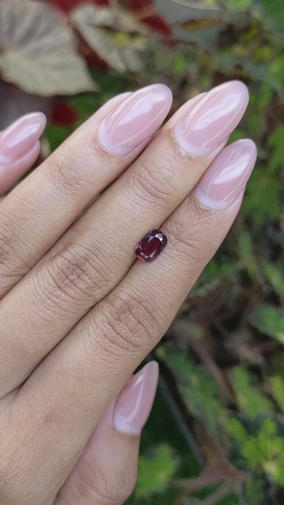1.12 Ct. Purplish Red Rhodolite Garnet from Ceylon (Sri Lanka) Size Video