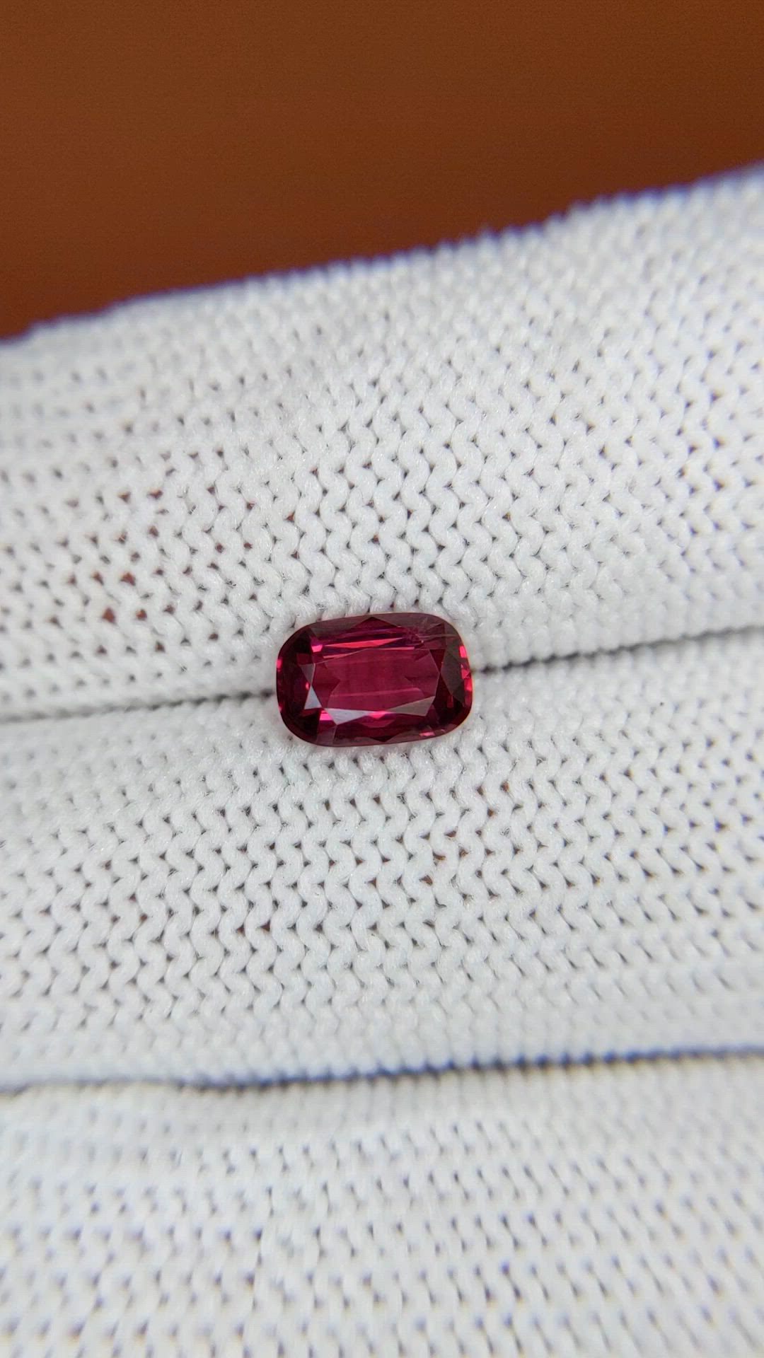 1.12 Ct. Purplish Red Rhodolite Garnet from Ceylon (Sri Lanka) Size Video