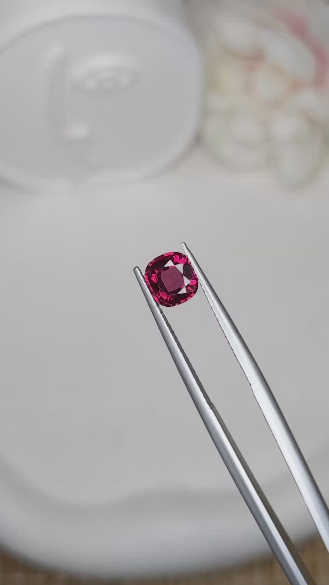 1.18 Ct. Red Rhodolite Garnet from Ceylon (Sri Lanka) Size Video