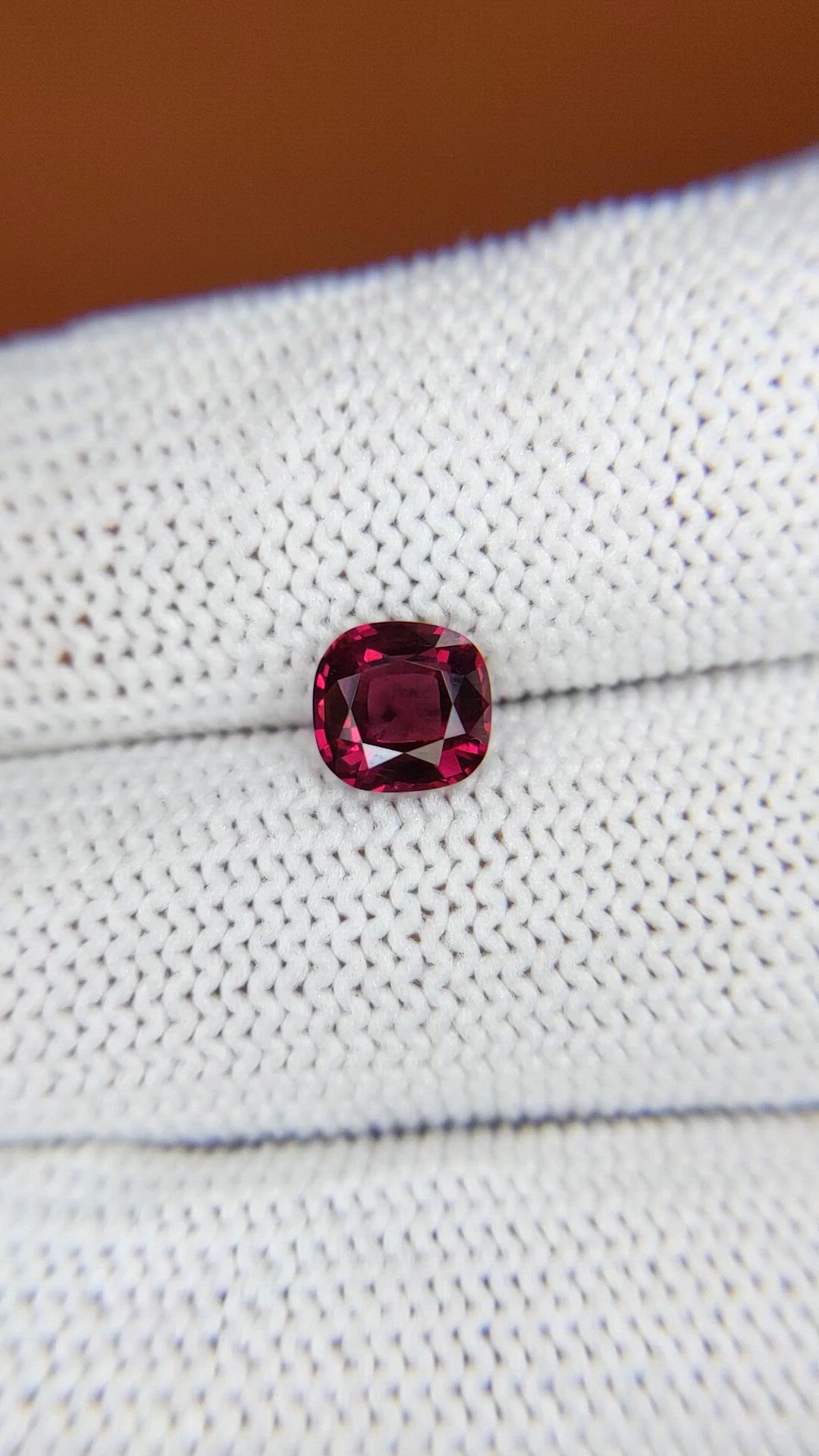 1.18 Ct. Red Rhodolite Garnet from Ceylon (Sri Lanka) Size Video