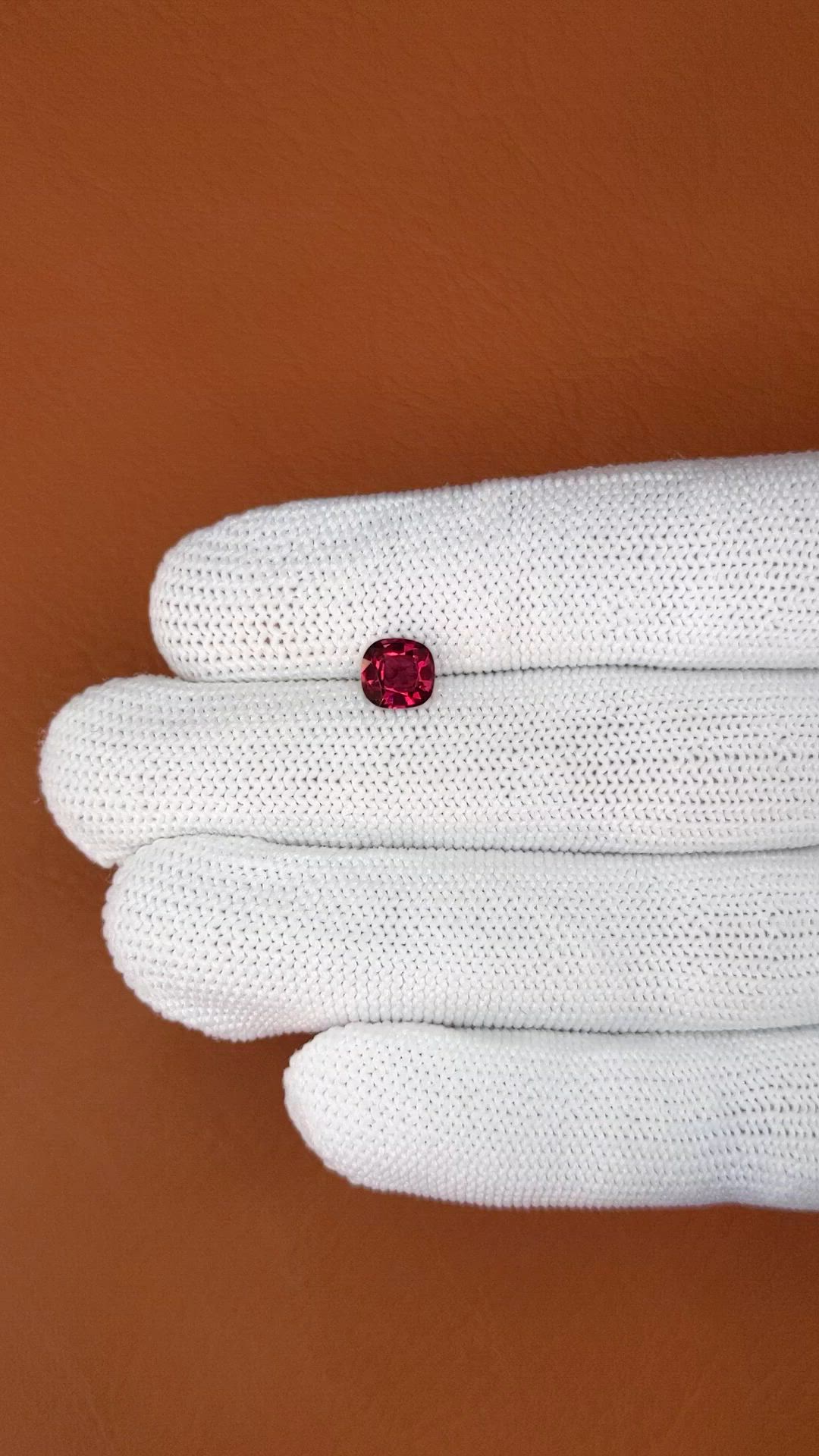 1.18 Ct. Red Rhodolite Garnet from Ceylon (Sri Lanka) Size Video