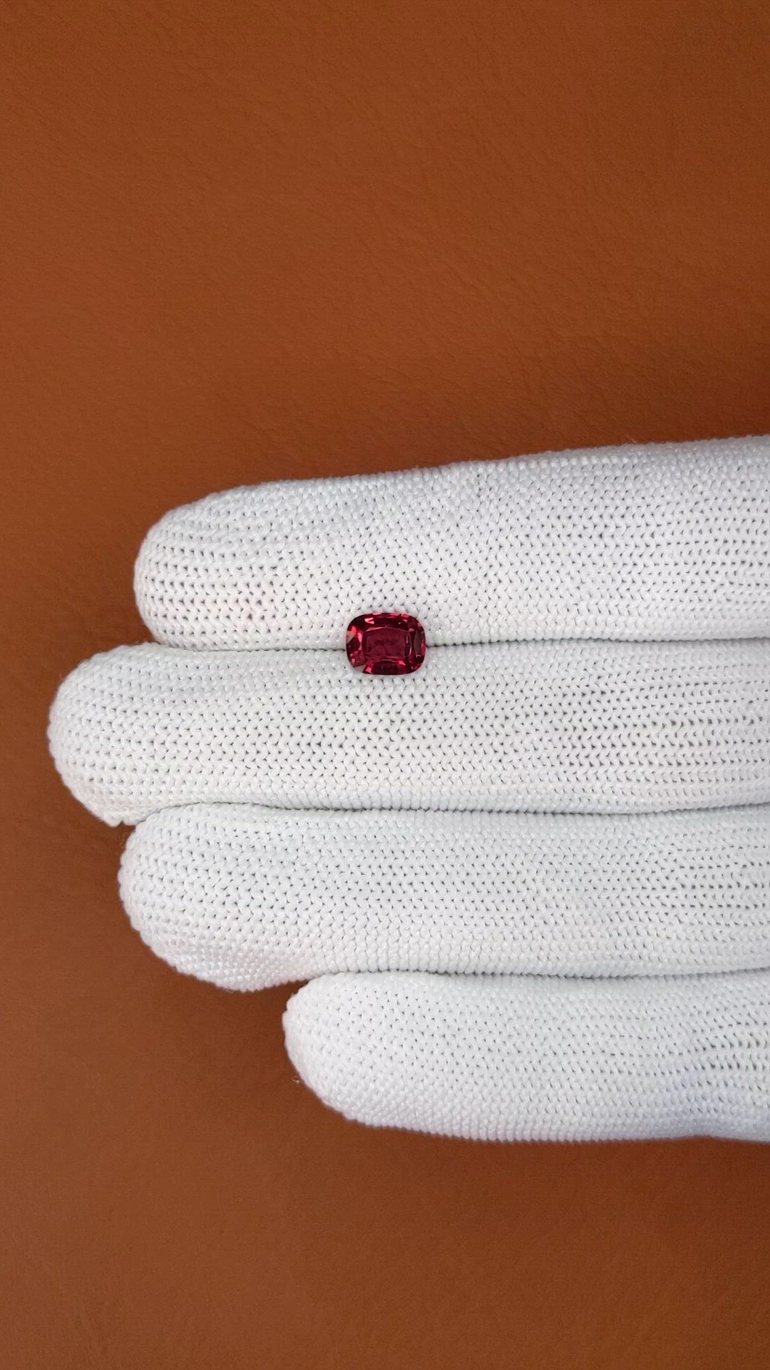 1.33 Ct. Red Rhodolite Garnet from Ceylon (Sri Lanka) Size Video