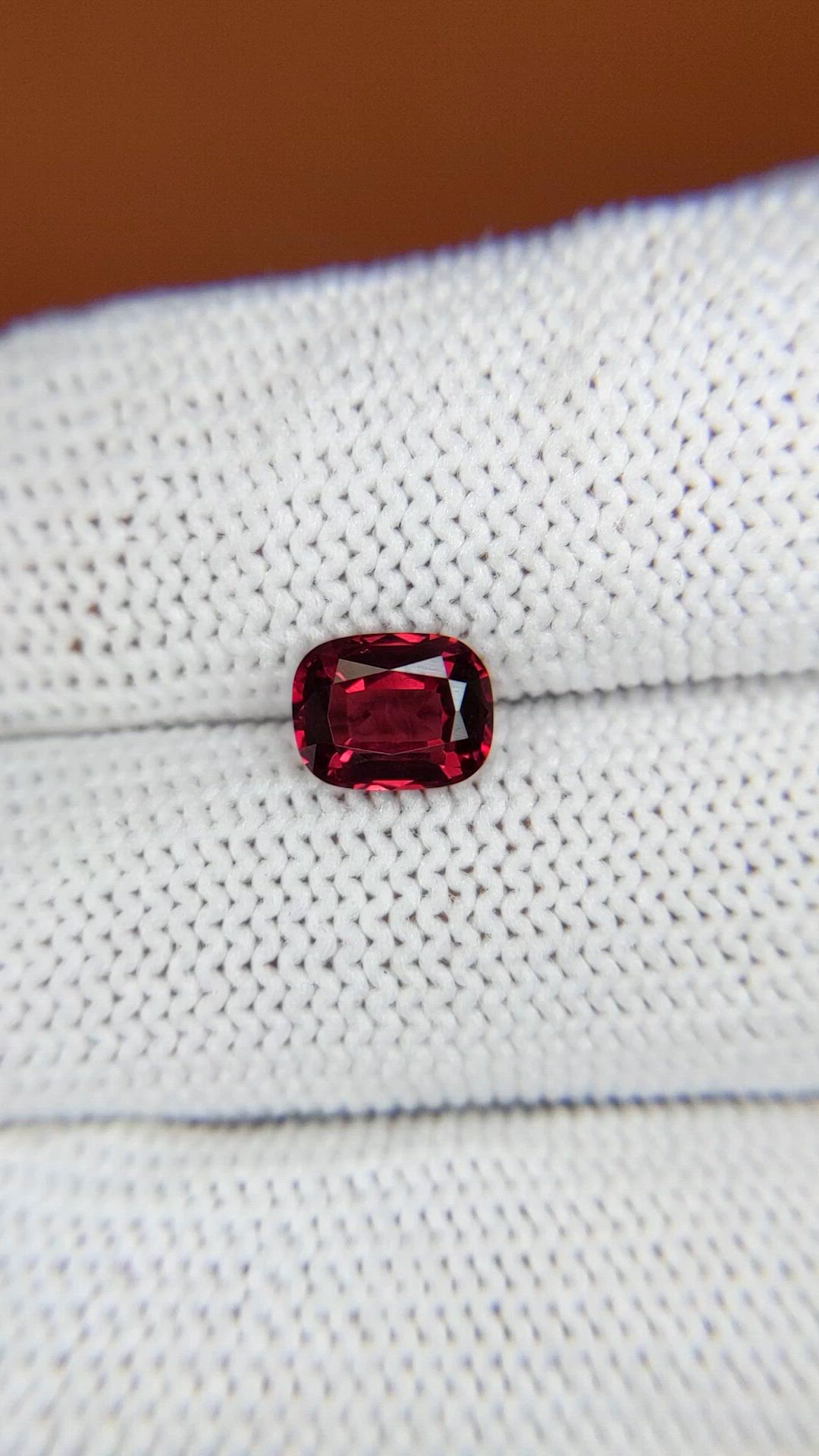 1.33 Ct. Red Rhodolite Garnet from Ceylon (Sri Lanka) Size Video