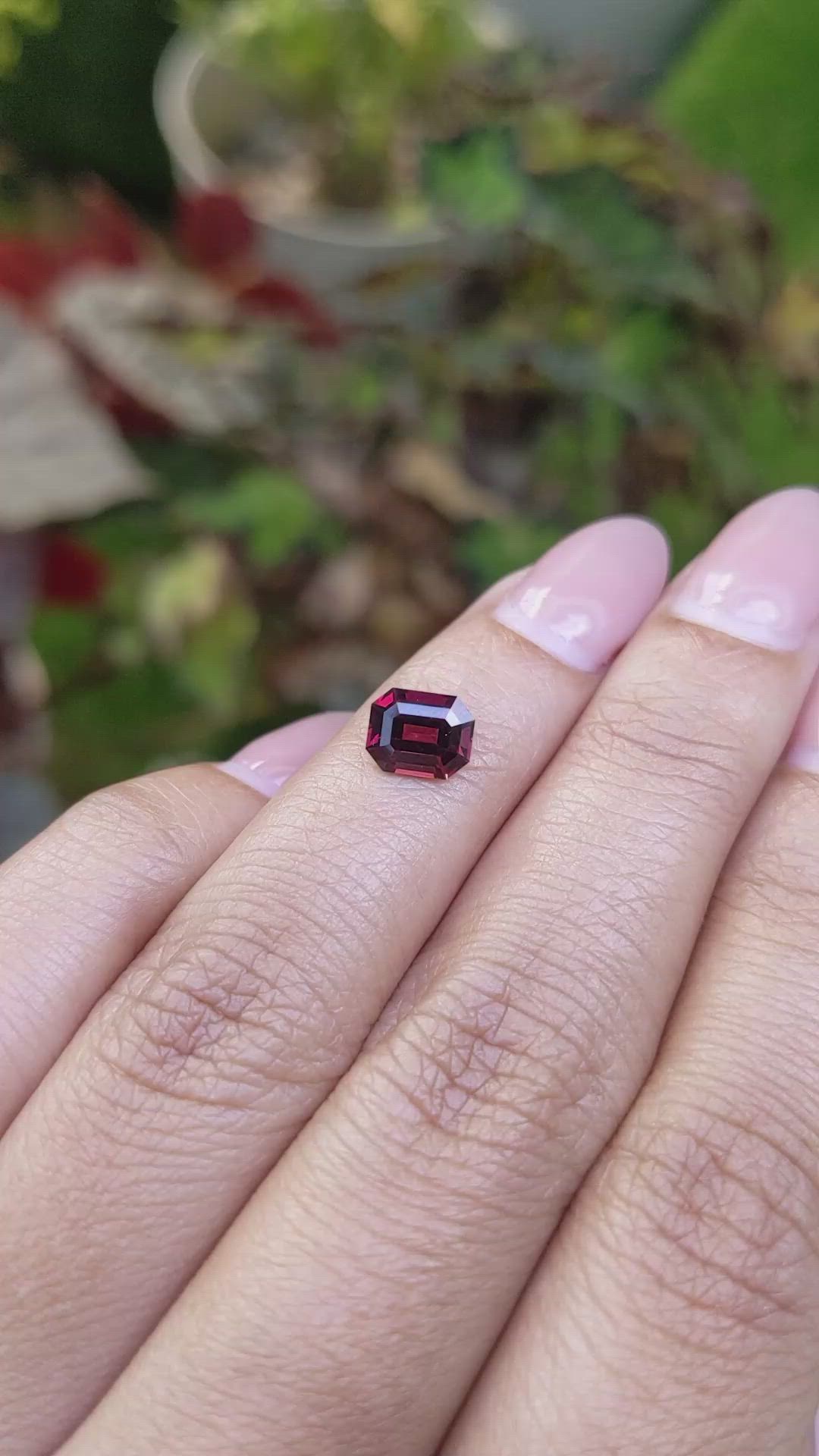 1.33 Ct. Purplish Red Rhodolite Garnet from Ceylon (Sri Lanka) Size Video