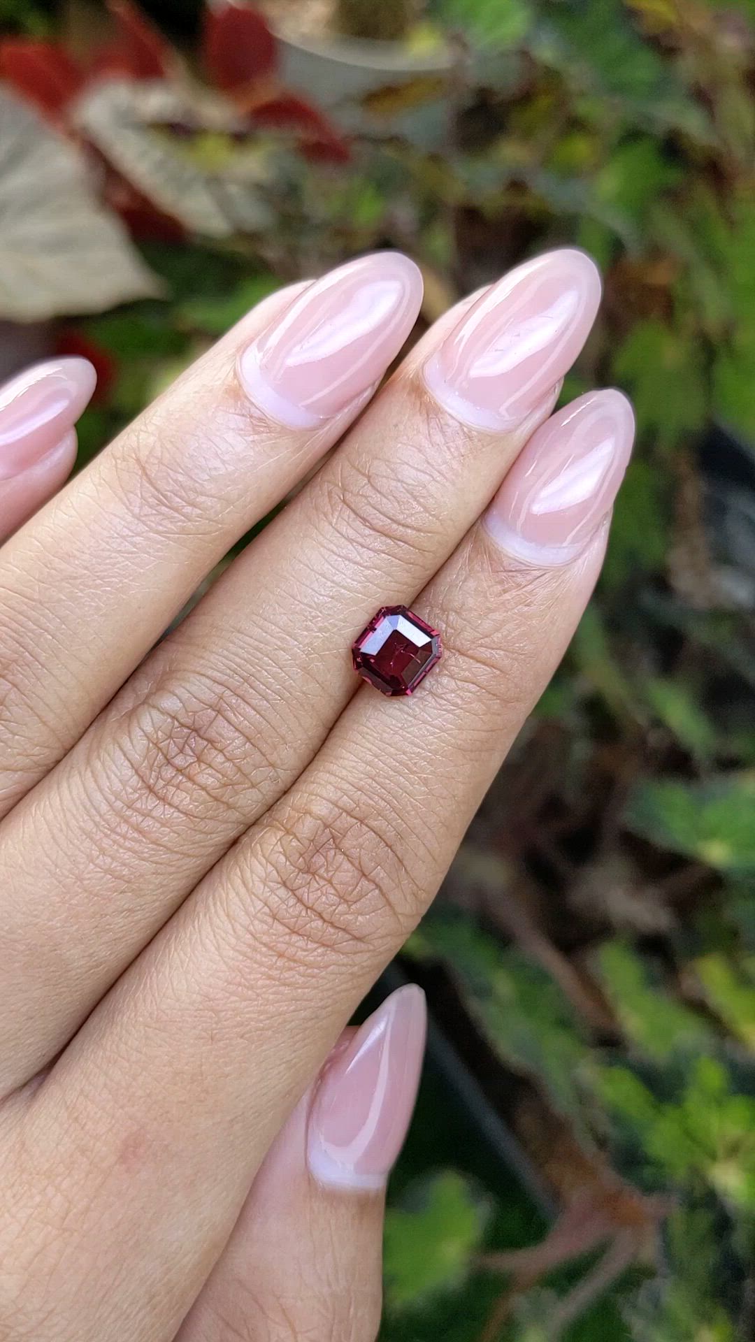 1.34 Ct. Purplish Red Rhodolite Garnet from Ceylon (Sri Lanka) Size Video