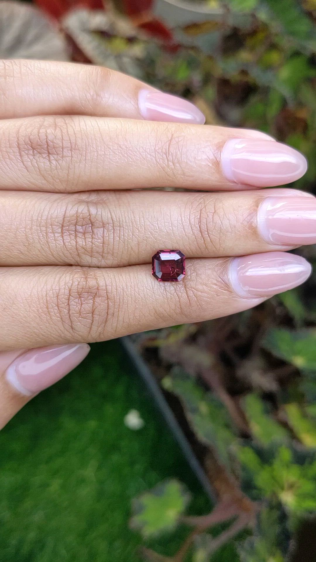 1.34 Ct. Purplish Red Rhodolite Garnet from Ceylon (Sri Lanka) Size Video
