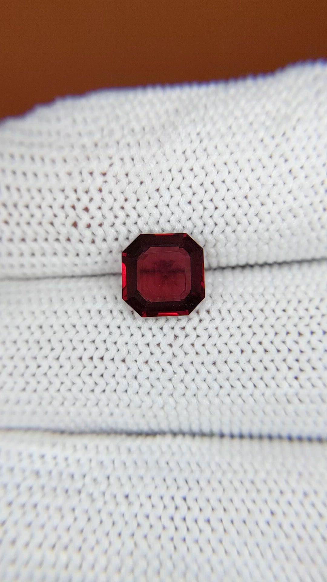 1.91 Ct. Red Rhodolite Garnet from Ceylon (Sri Lanka) Size Video