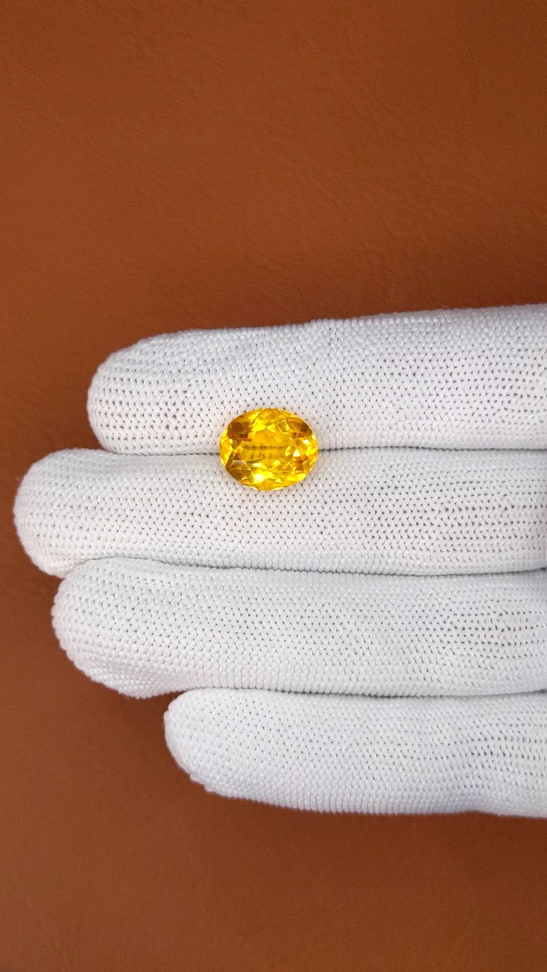 5.25 Ct. Yellow Citrine from Brazil Size Video