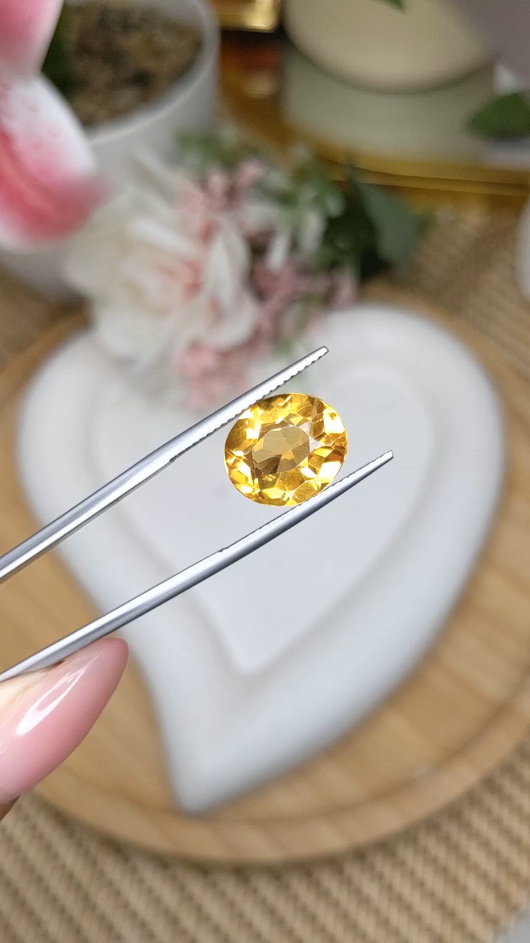 5.76 Ct. Yellow Citrine from Brazil Size Video