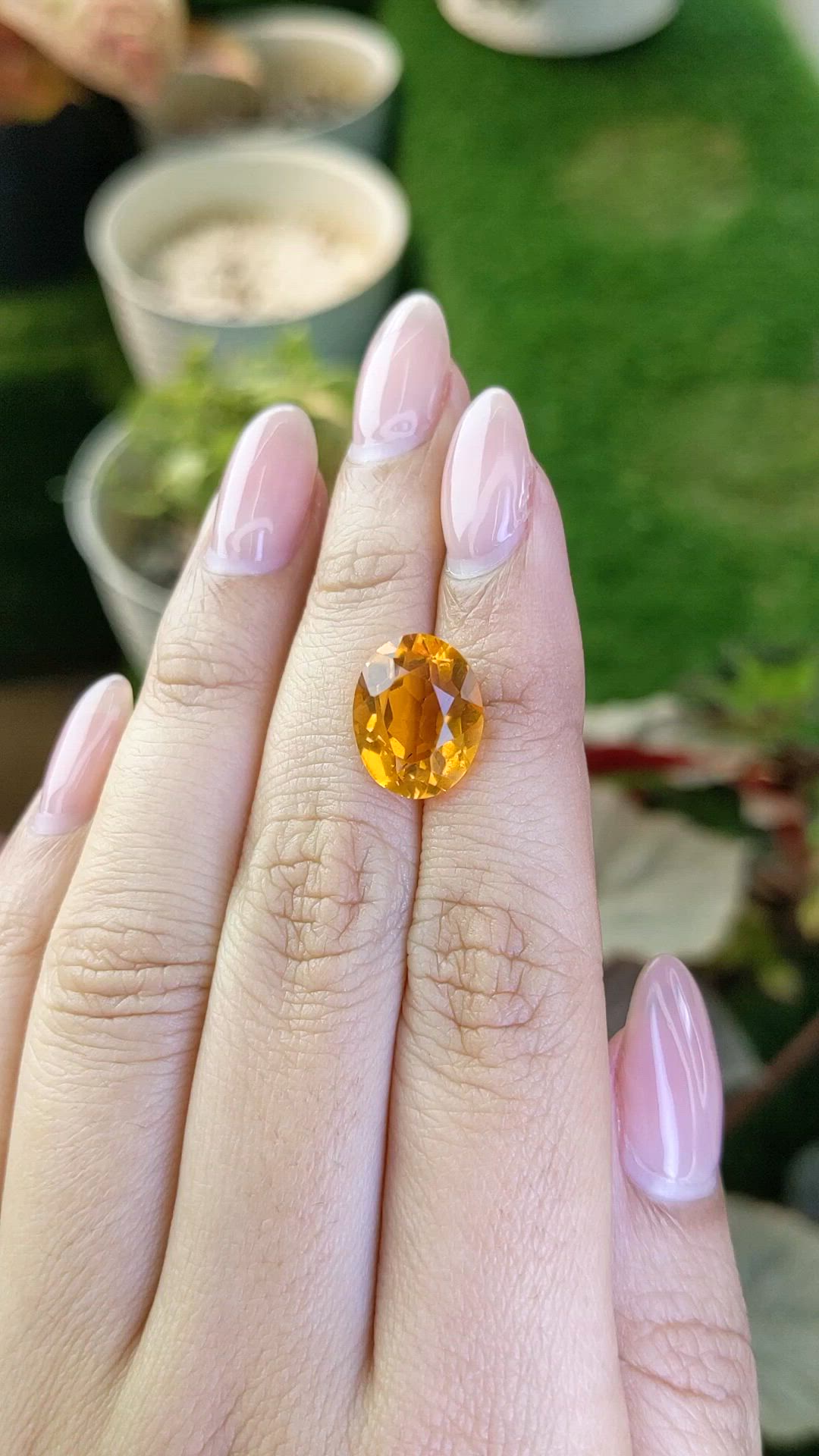 5.69 Ct. Orangish Yellow Citrine from Brazil Size Video