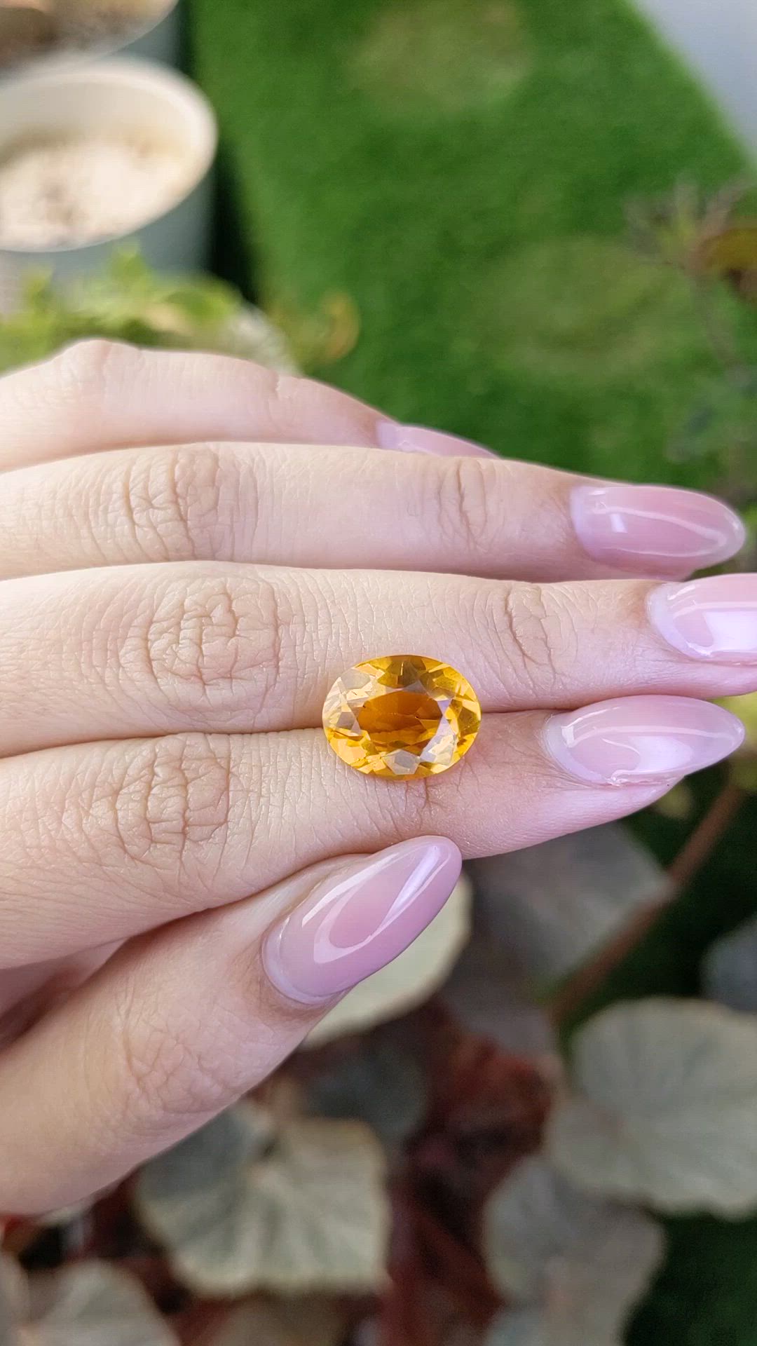5.69 Ct. Orangish Yellow Citrine from Brazil Size Video