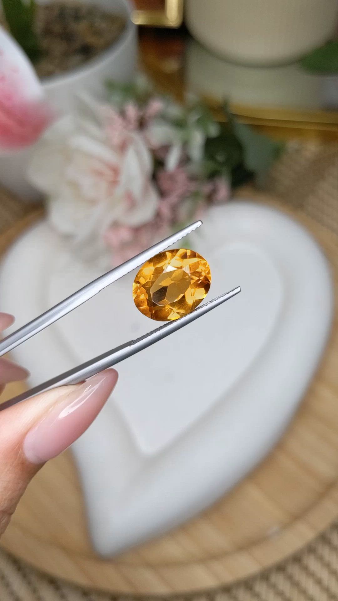 5.69 Ct. Orangish Yellow Citrine from Brazil Size Video