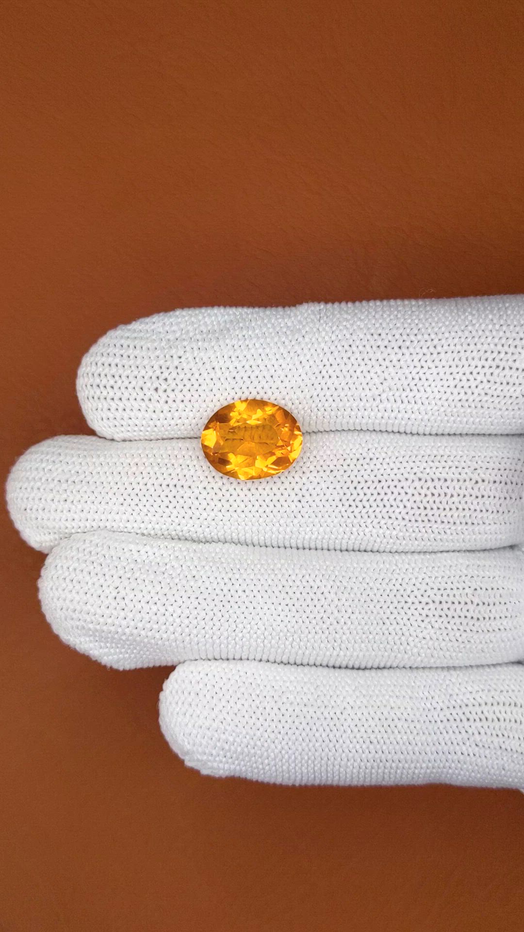 5.69 Ct. Orangish Yellow Citrine from Brazil Size Video