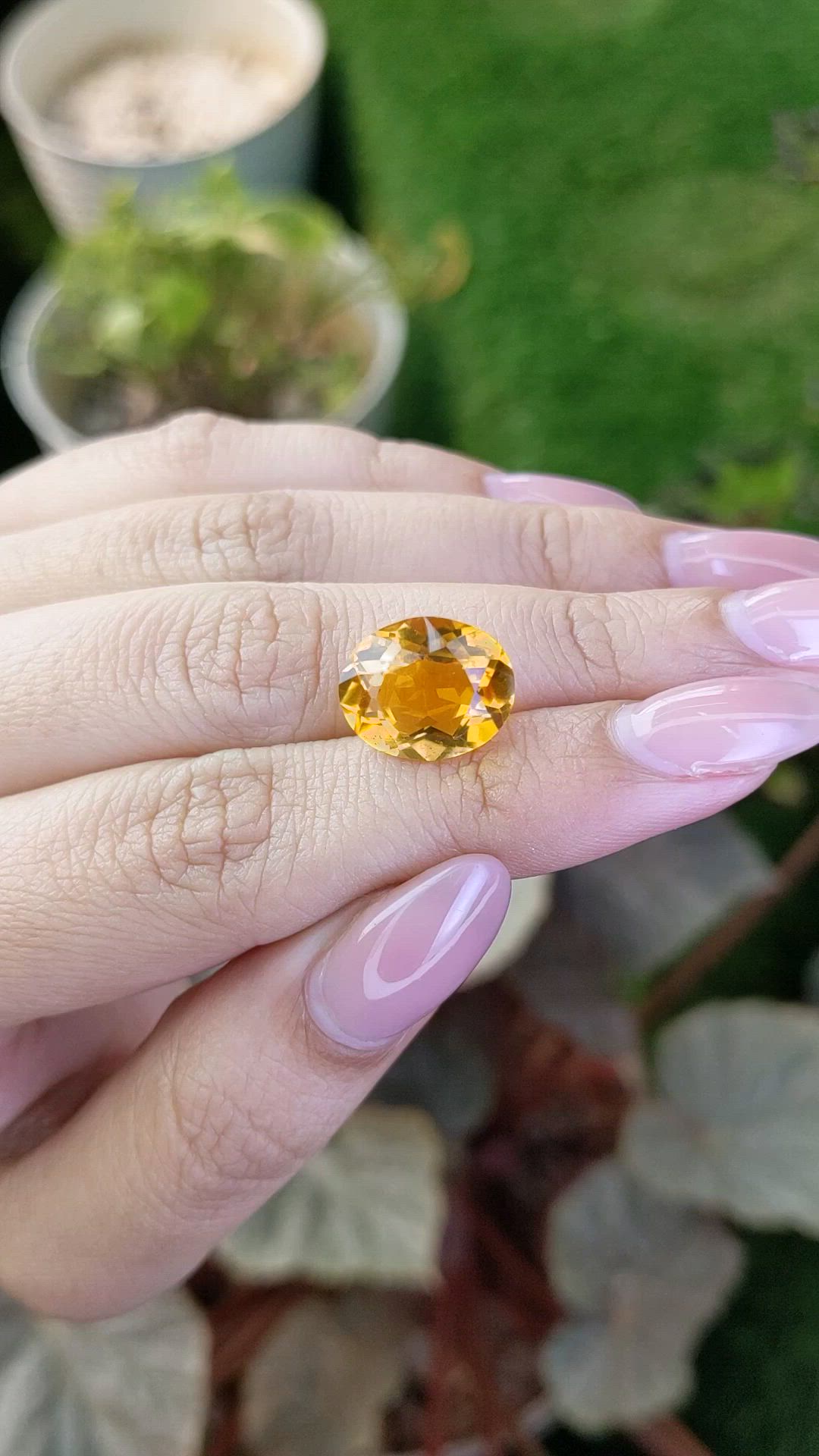 6.10 Ct. Orangish Yellow Citrine from Brazil Size Video