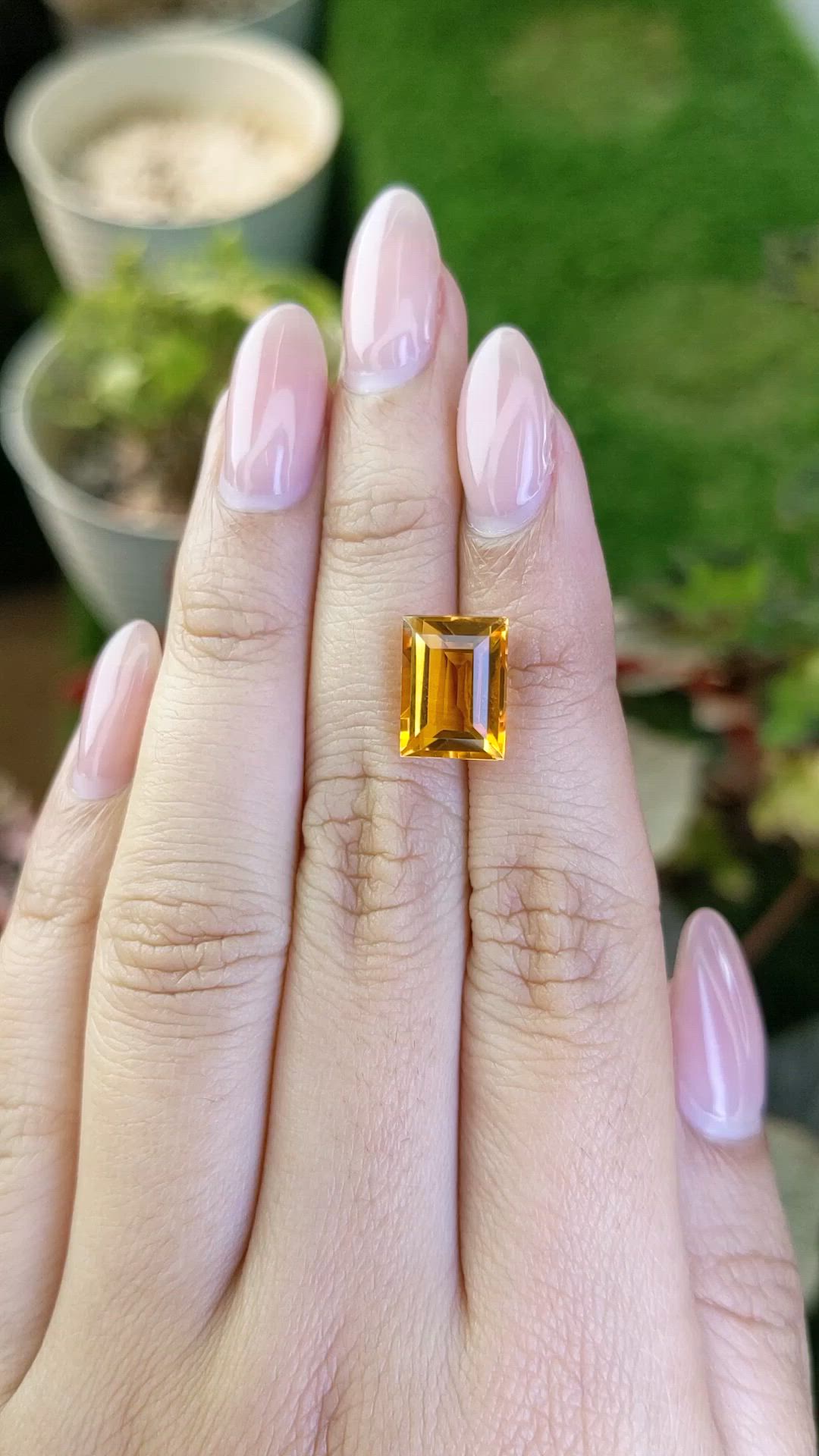 4.74 Ct. Orangish Yellow Citrine from Brazil Size Video