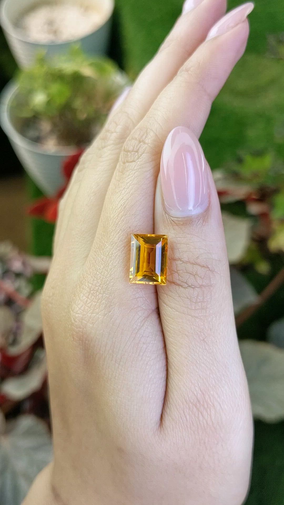 4.74 Ct. Orangish Yellow Citrine from Brazil Size Video