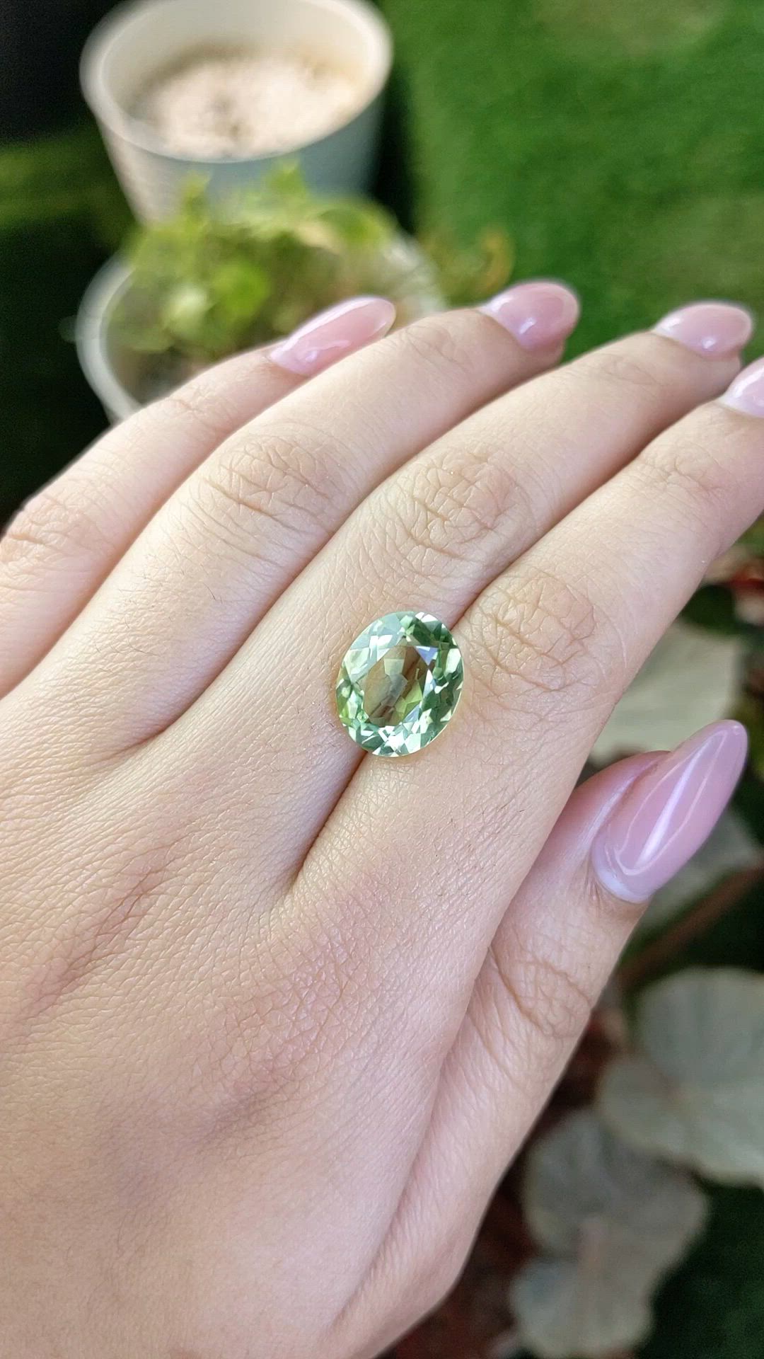 5.83 Ct. Green Prasiolite from Brazil Size Video
