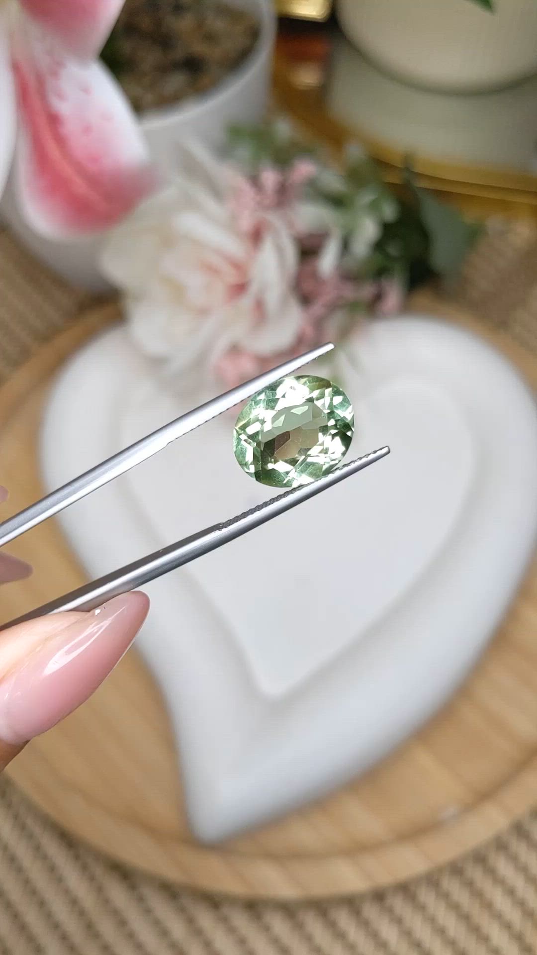 5.83 Ct. Green Prasiolite from Brazil Size Video